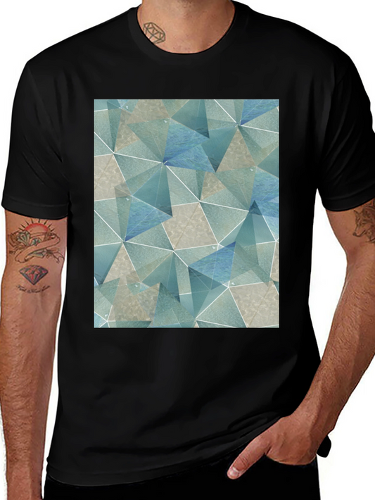 Geometric Triangle Print Black T-Shirt