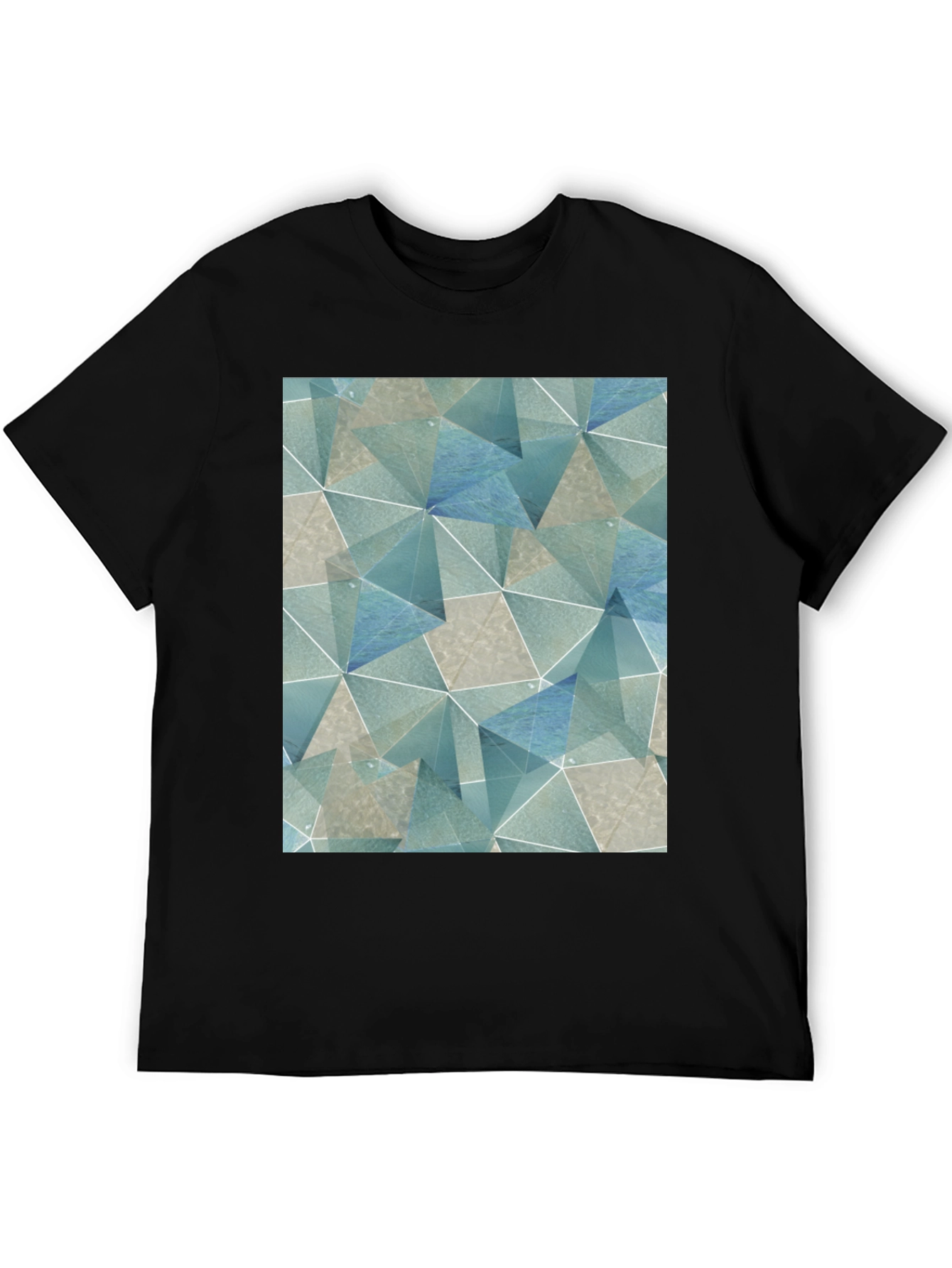 Geometric Triangle Print Black T-Shirt