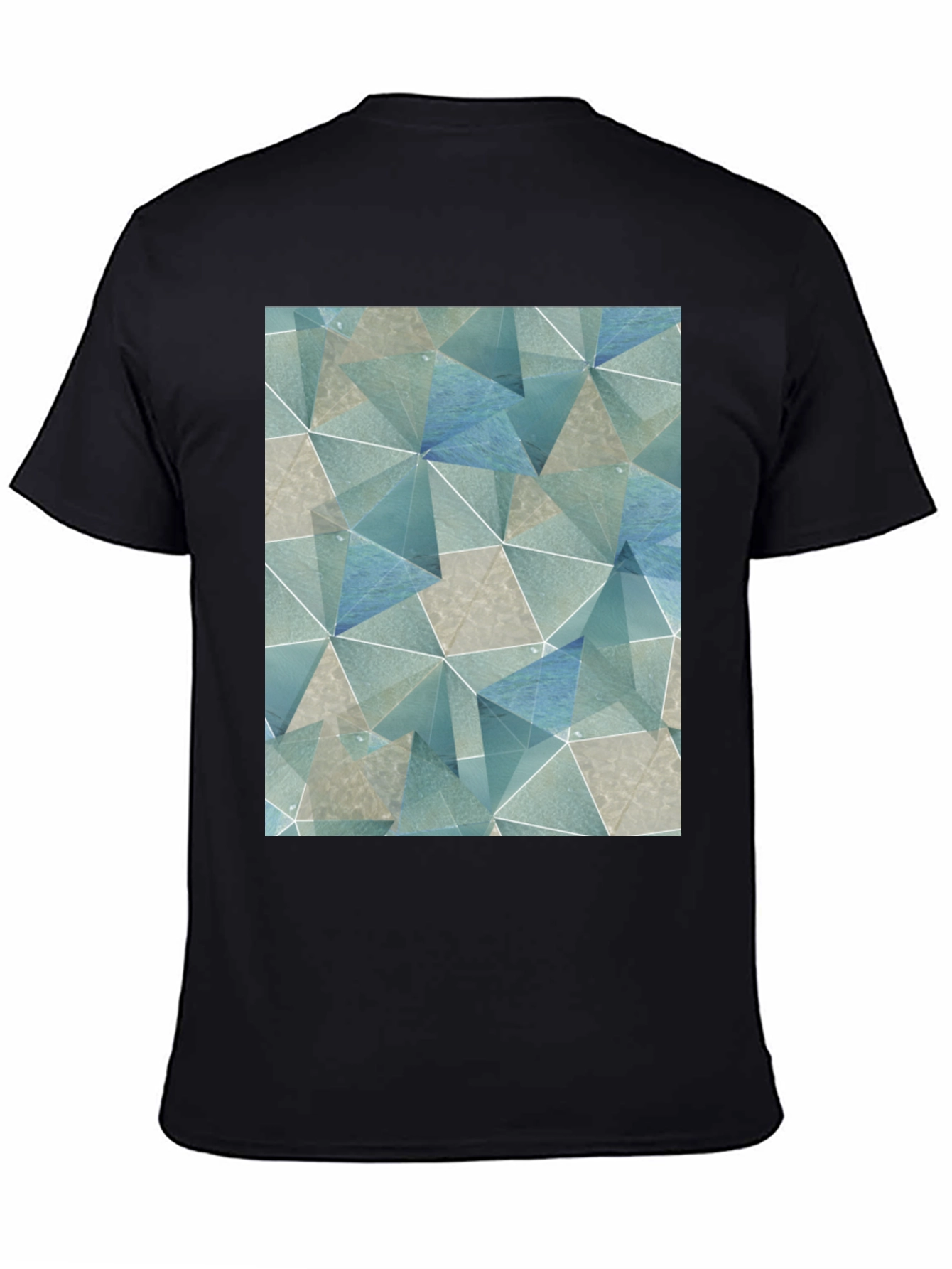 Geometric Triangle Print Black T-Shirt