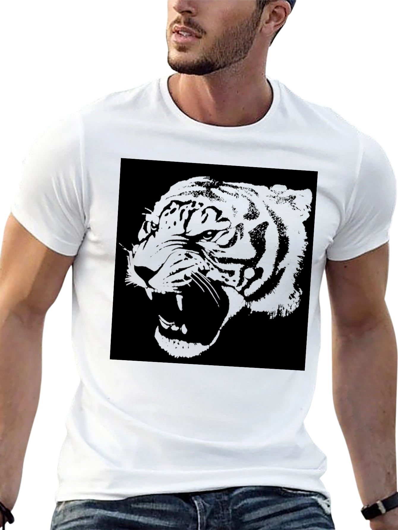 Black Tiger Graphic Tee - Mens Casual T-Shirt