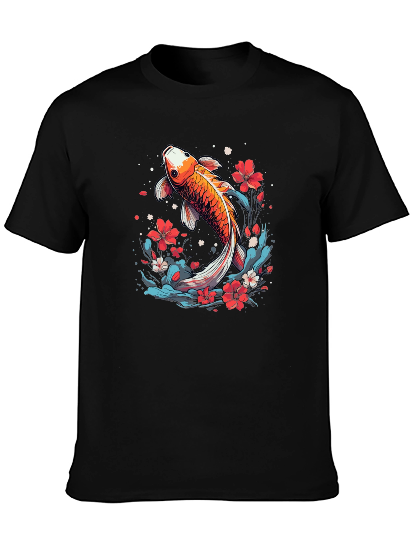 Koi Fish Graphic Tee - Japanese Style Black T-Shirt