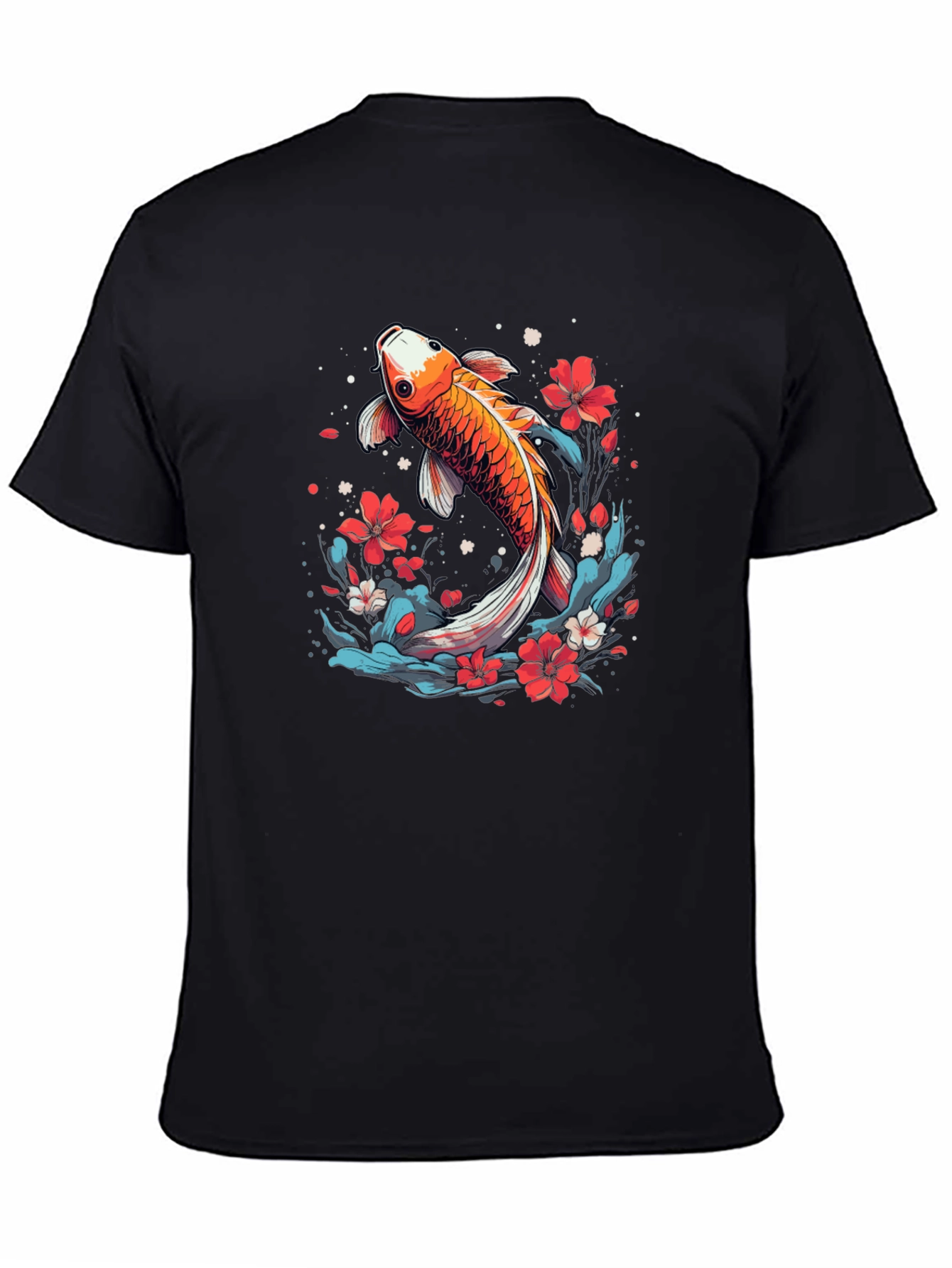 Koi Fish Graphic Tee - Japanese Style Black T-Shirt