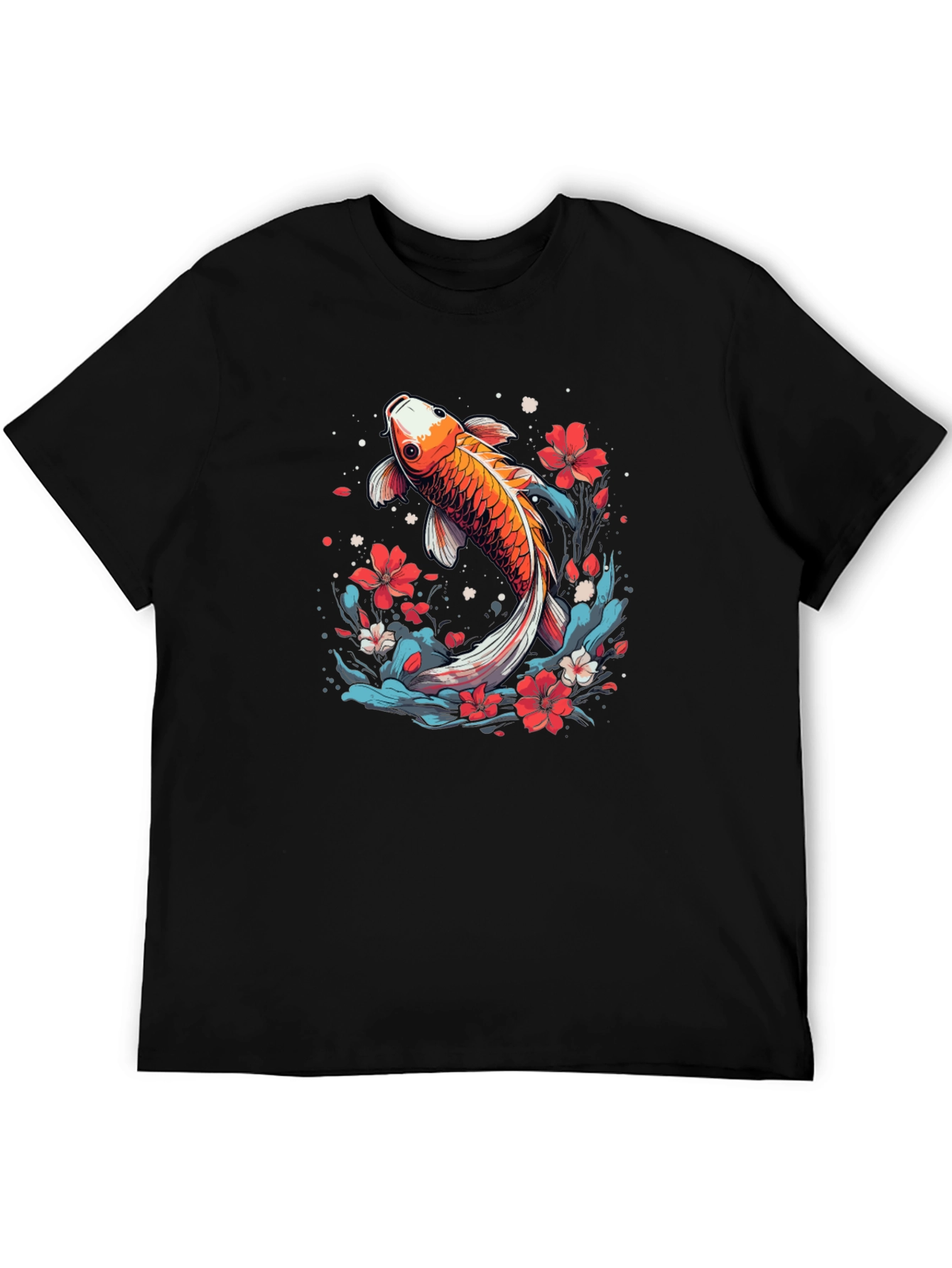 Koi Fish Graphic Tee - Japanese Style Black T-Shirt
