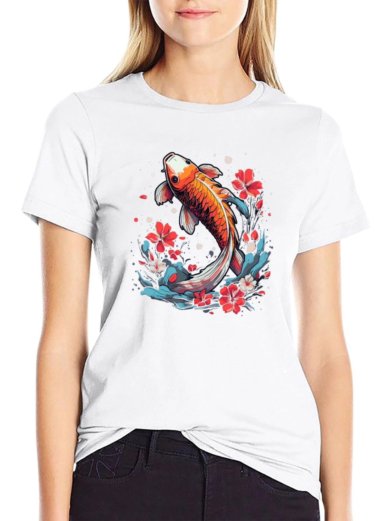 Koi Fish Graphic Tee - Japanese Style Black T-Shirt