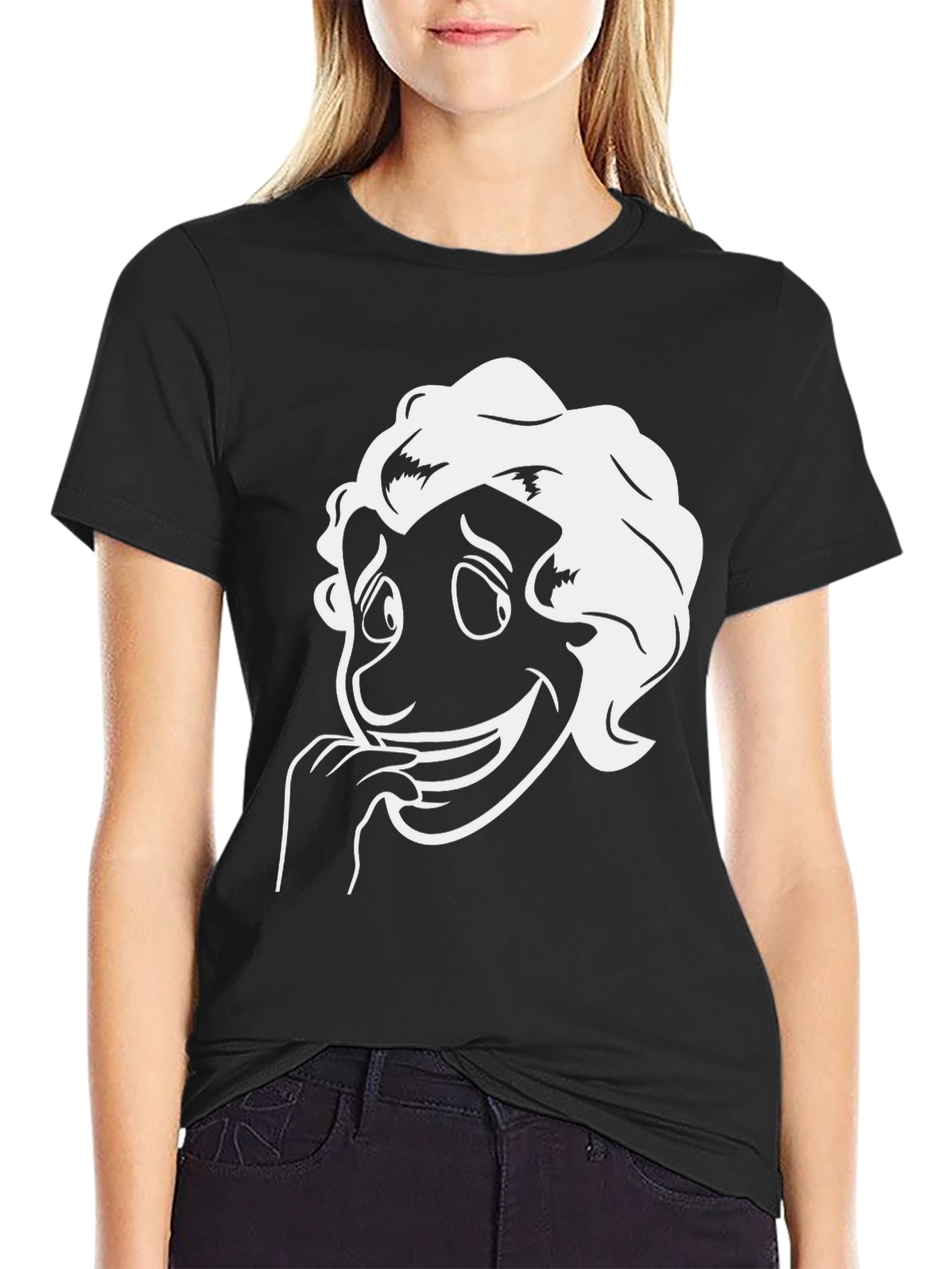 Cartoon Character Graphic Tee - Black