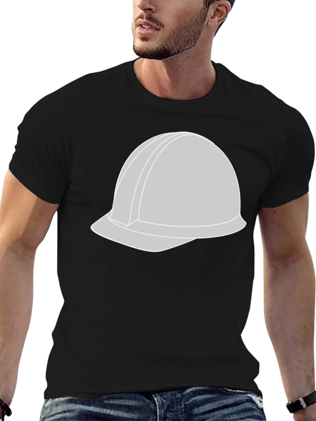 Construction Helmet Graphic Tee - Black