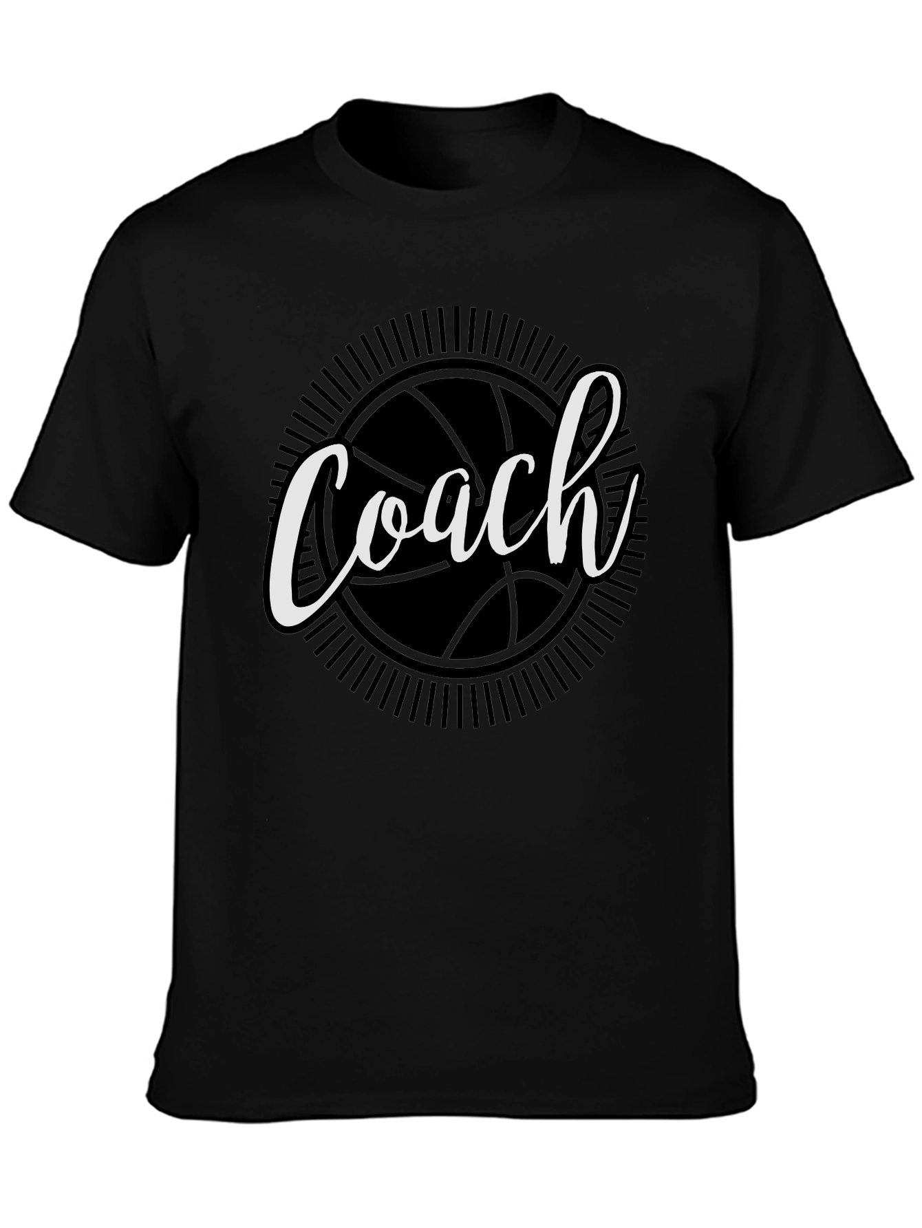 Coach Basketball Graphic T-Shirt - Black Cotton Tee
