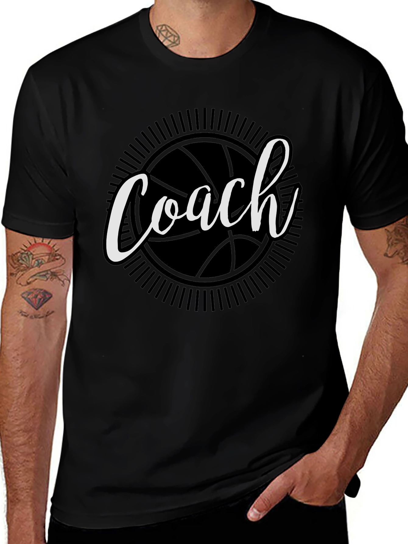 Coach Basketball Graphic T-Shirt - Black Cotton Tee