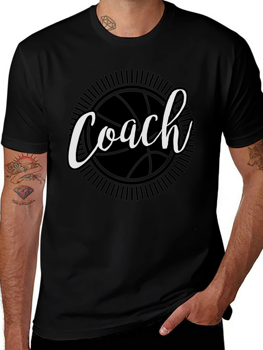 Coach Basketball Graphic T-Shirt - Black Cotton Tee