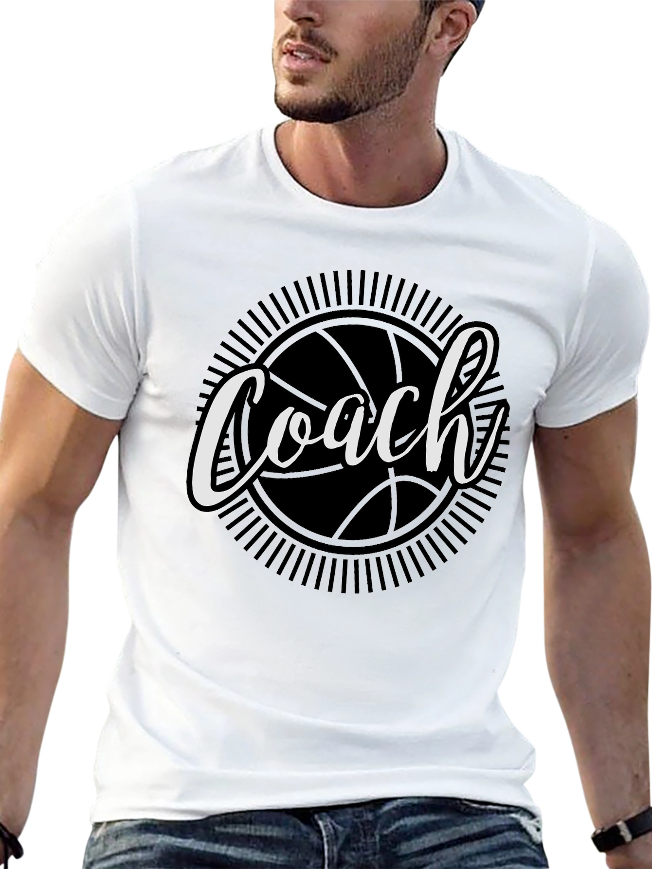 Coach Basketball Graphic T-Shirt - Black Cotton Tee
