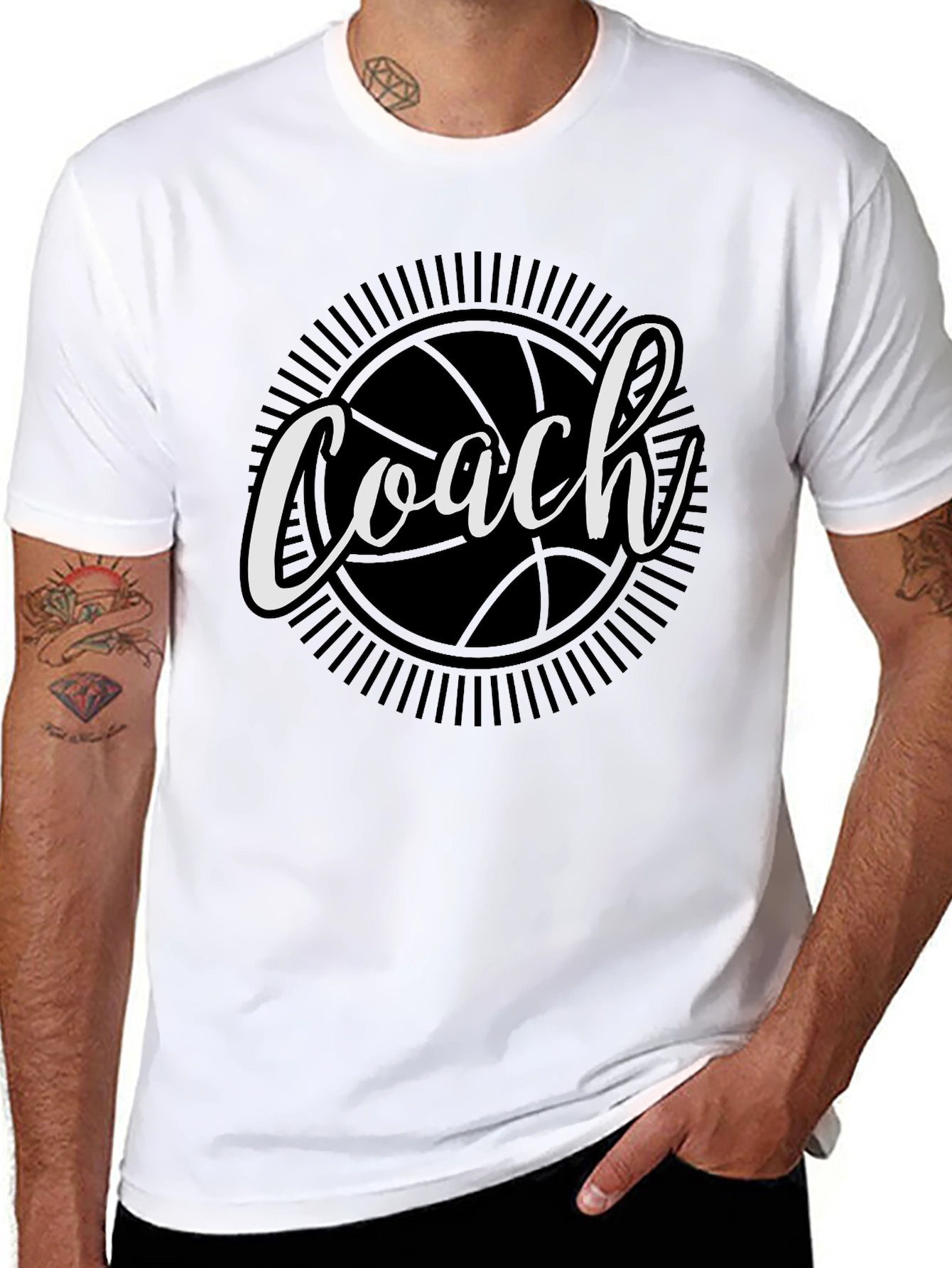 Coach Basketball Graphic T-Shirt - Black Cotton Tee