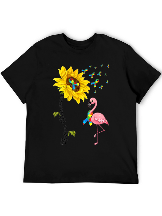 Autism Awareness Sunflower & Flamingo T-Shirt