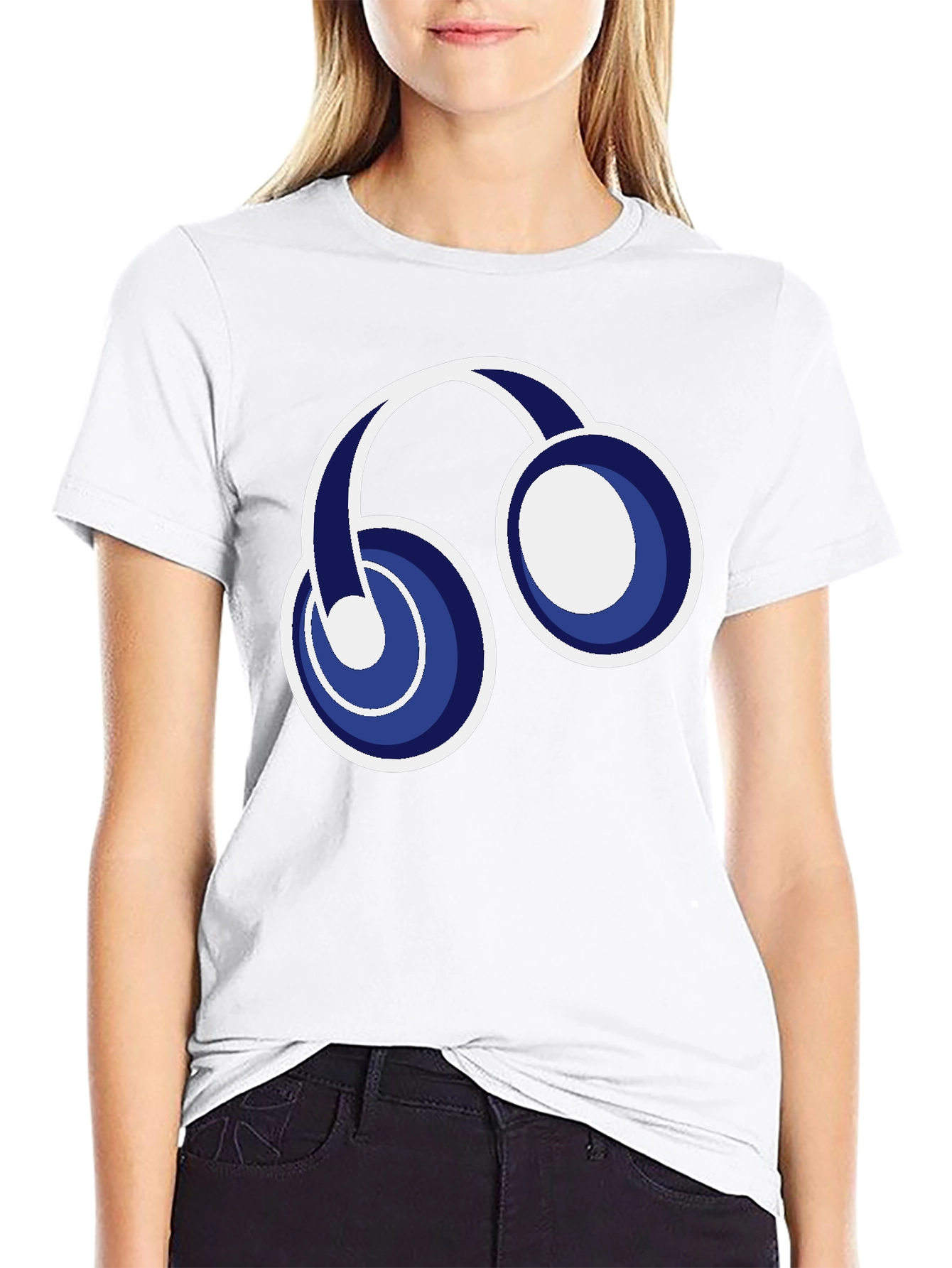 Black T-Shirt with Headphone Graphic