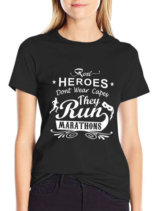 Real Heroes Run Marathons Black T-Shirt