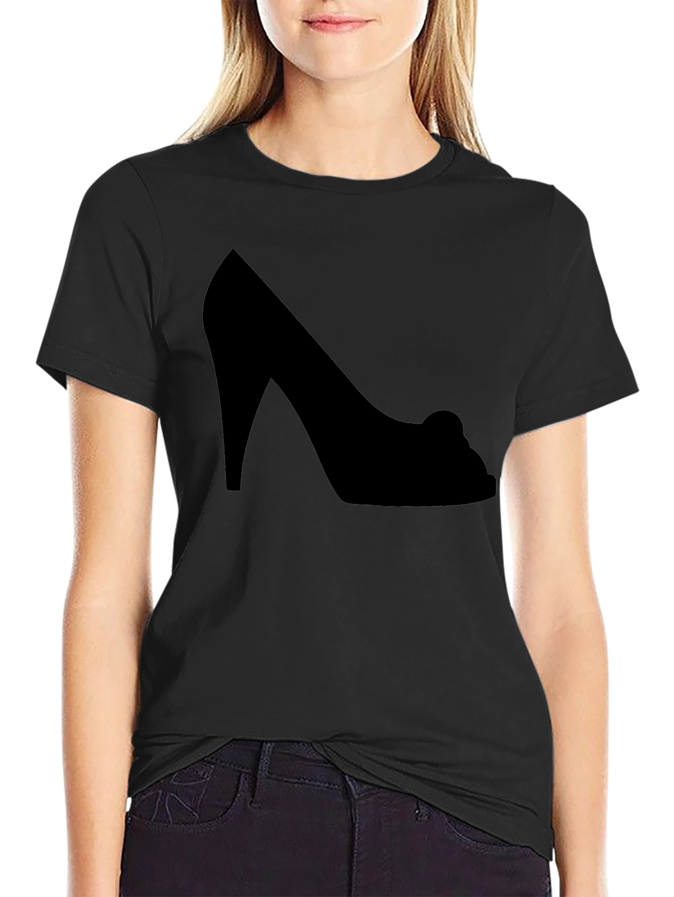 High Heel Silhouette Black Graphic Tee
