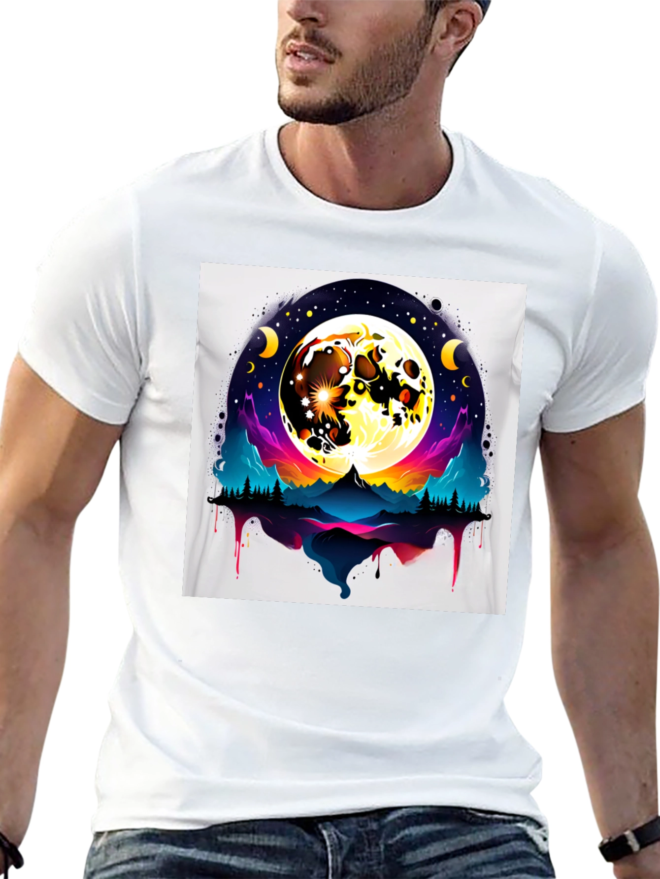 Moonlit Mountain T-Shirt - Artistic Graphic Tee
