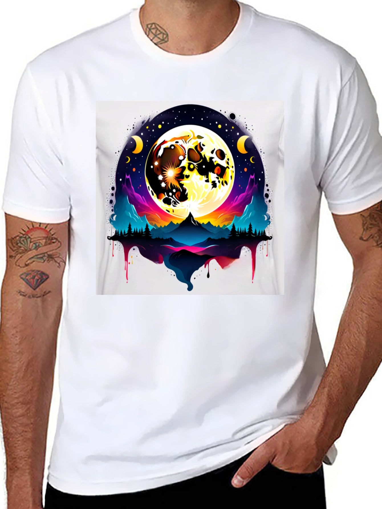 Moonlit Mountain T-Shirt - Artistic Graphic Tee