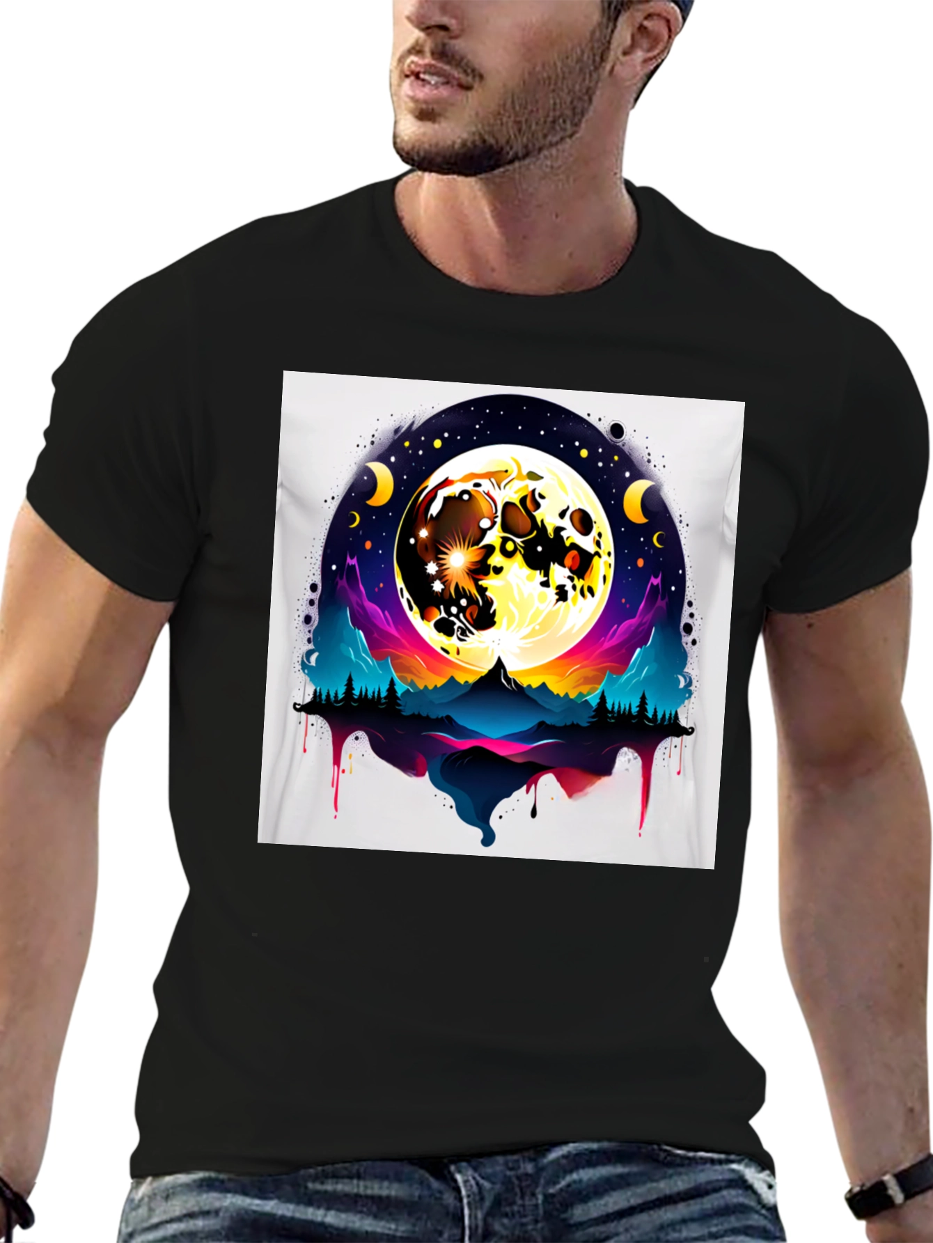 Moonlit Mountain T-Shirt - Artistic Graphic Tee