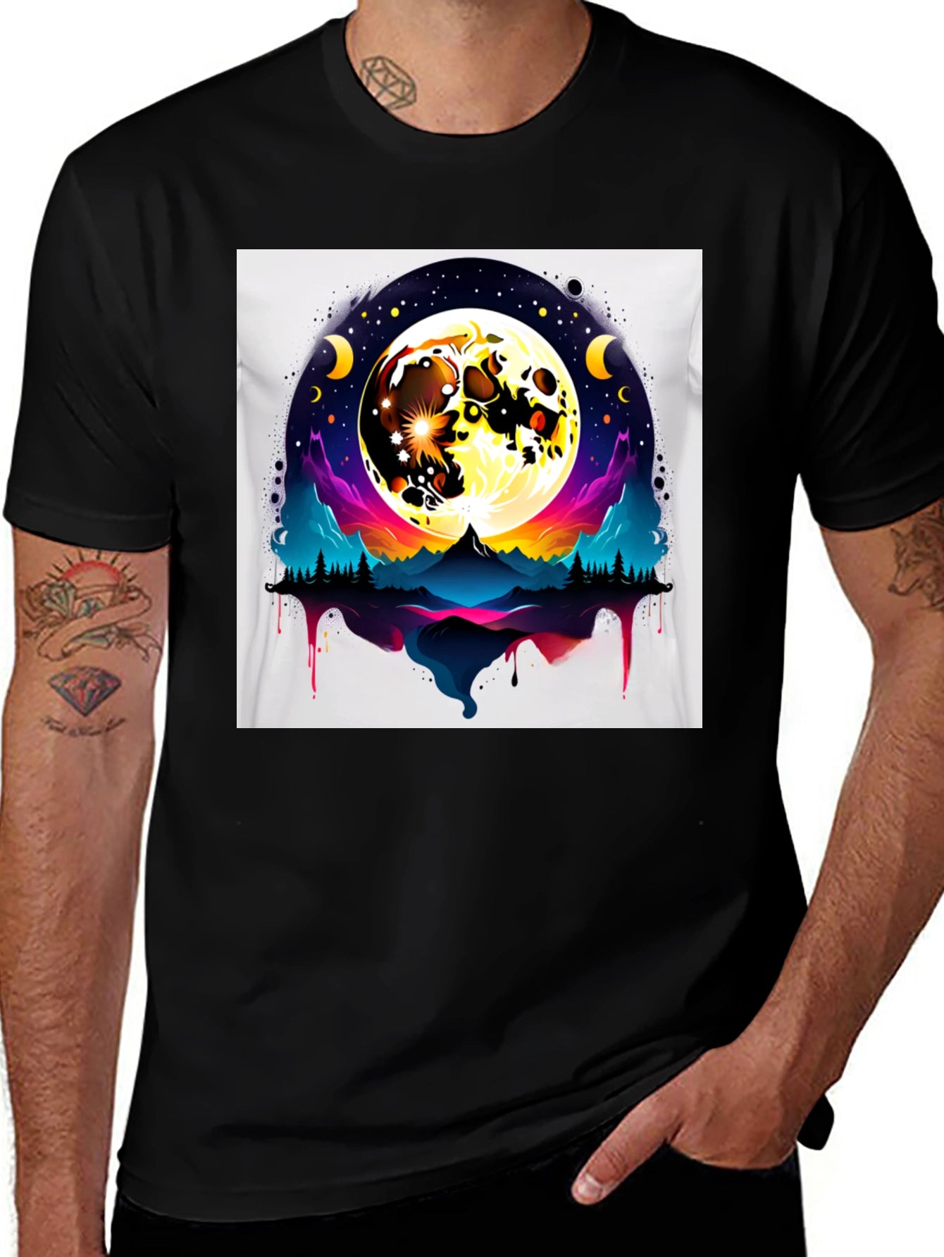 Moonlit Mountain T-Shirt - Artistic Graphic Tee