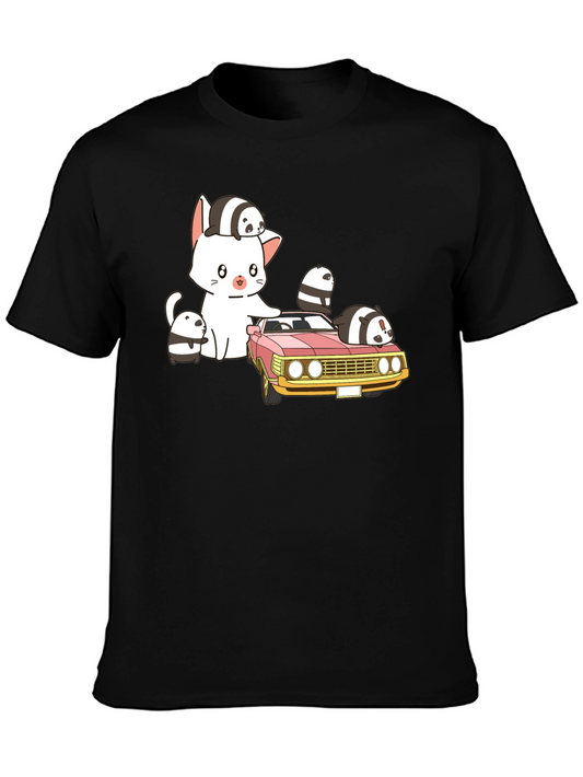 Cute Cartoon Car and Cat T-Shirt