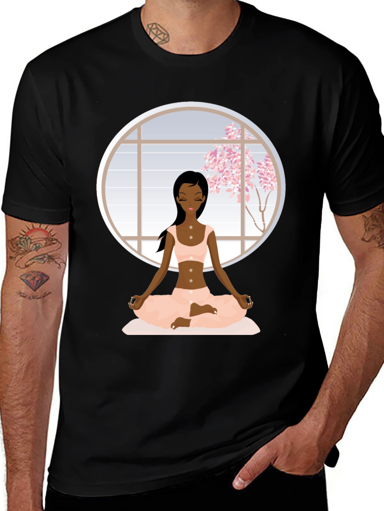 Yoga Meditation T-Shirt - Black Cotton Tee