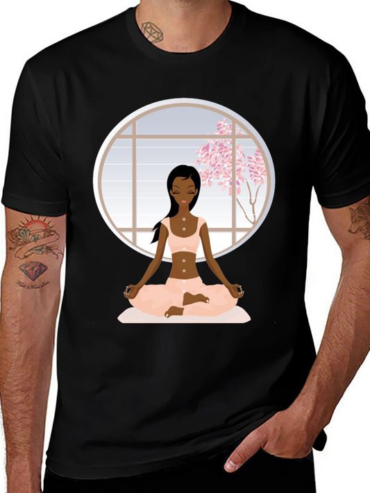 Yoga Meditation T-Shirt - Black Cotton Tee