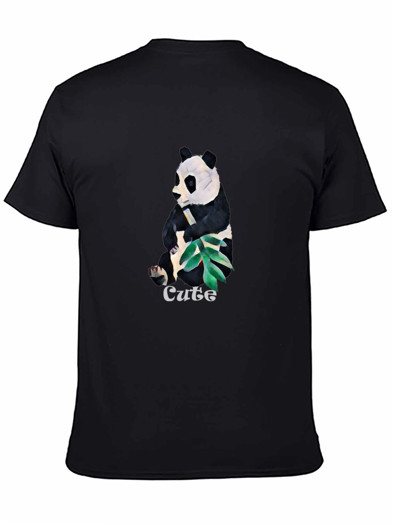 Cute Panda Graphic T-Shirt - Black