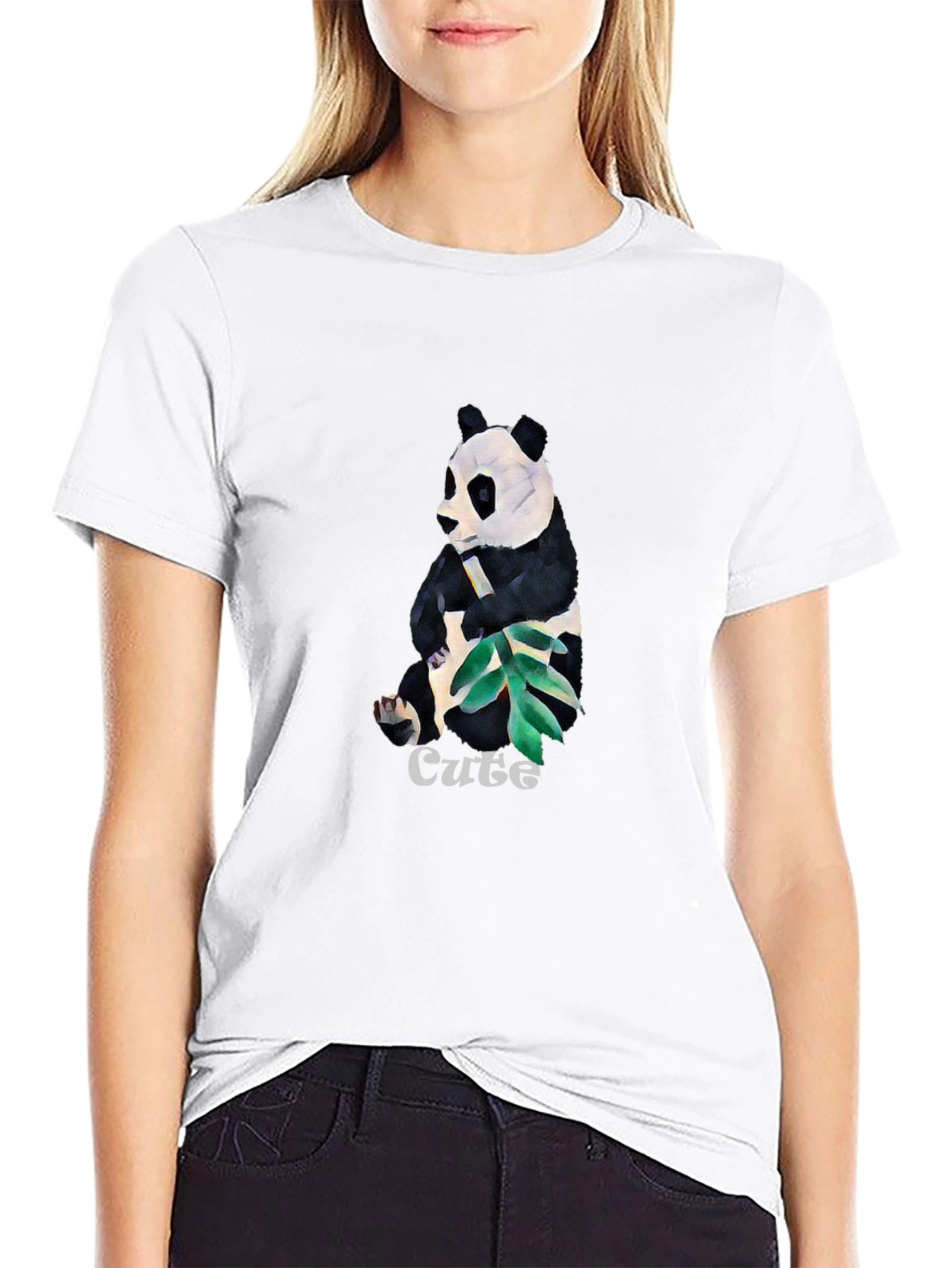 Cute Panda Graphic T-Shirt - Black