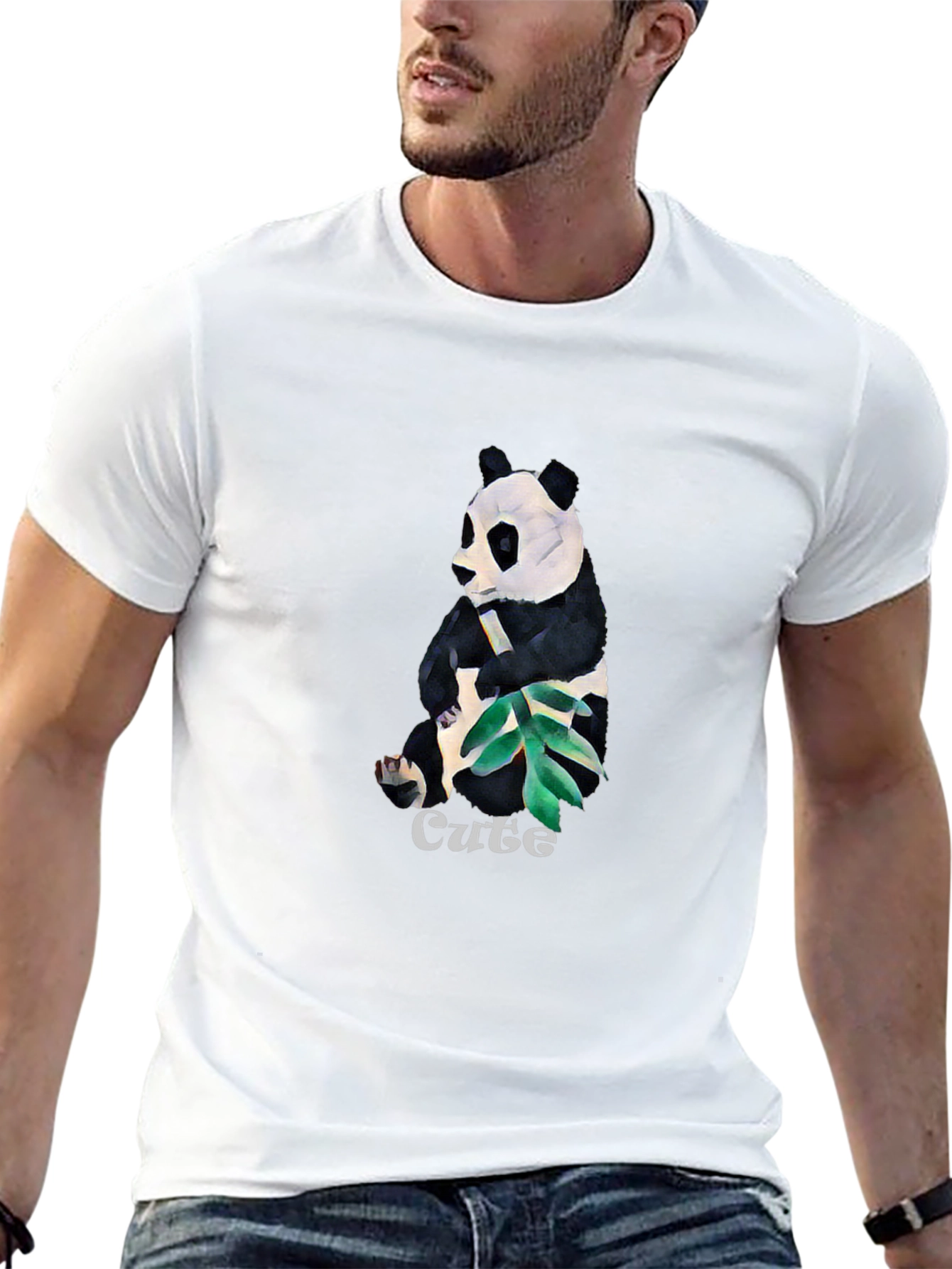 Cute Panda Graphic T-Shirt - Black