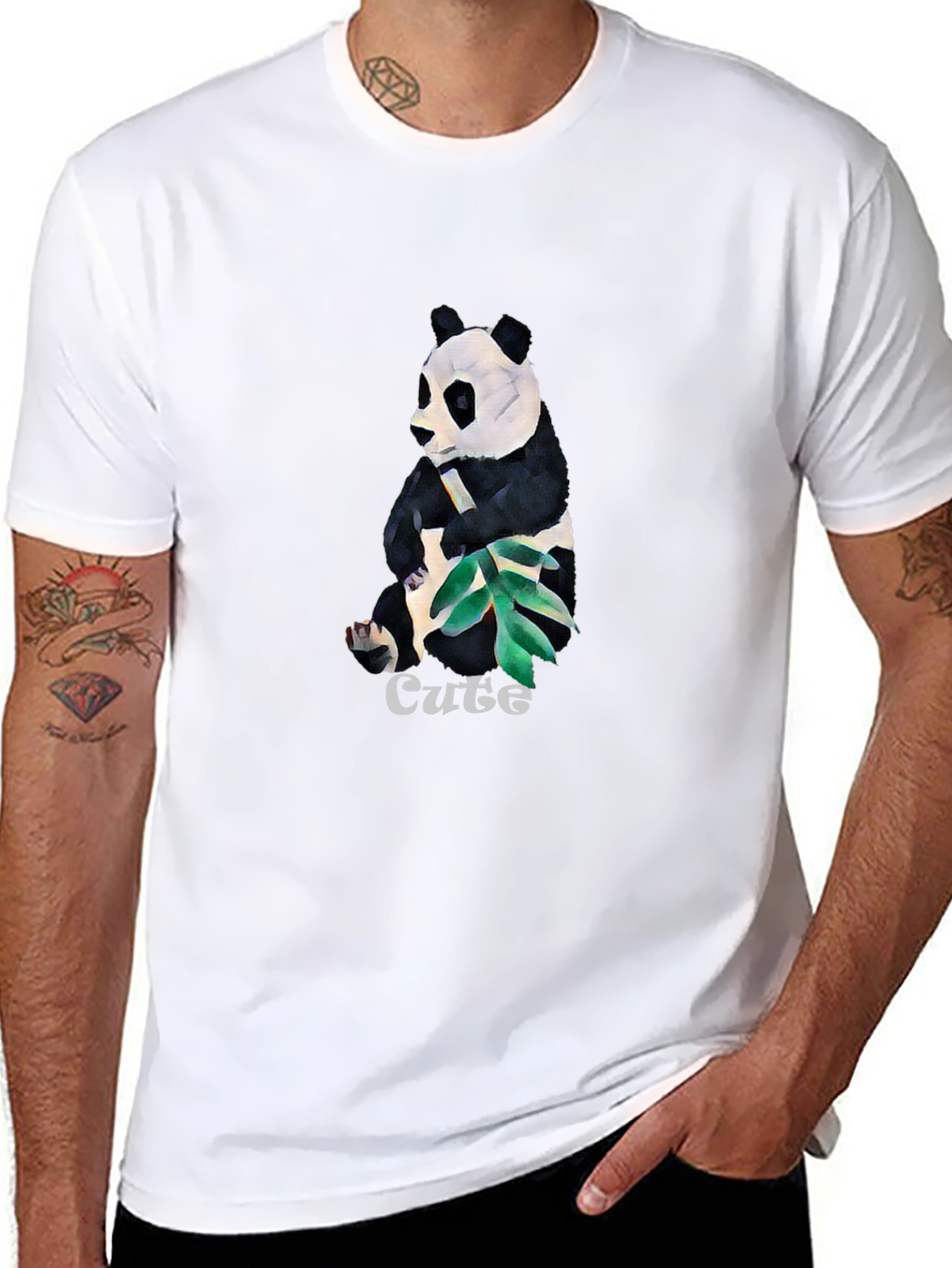 Cute Panda Graphic T-Shirt - Black