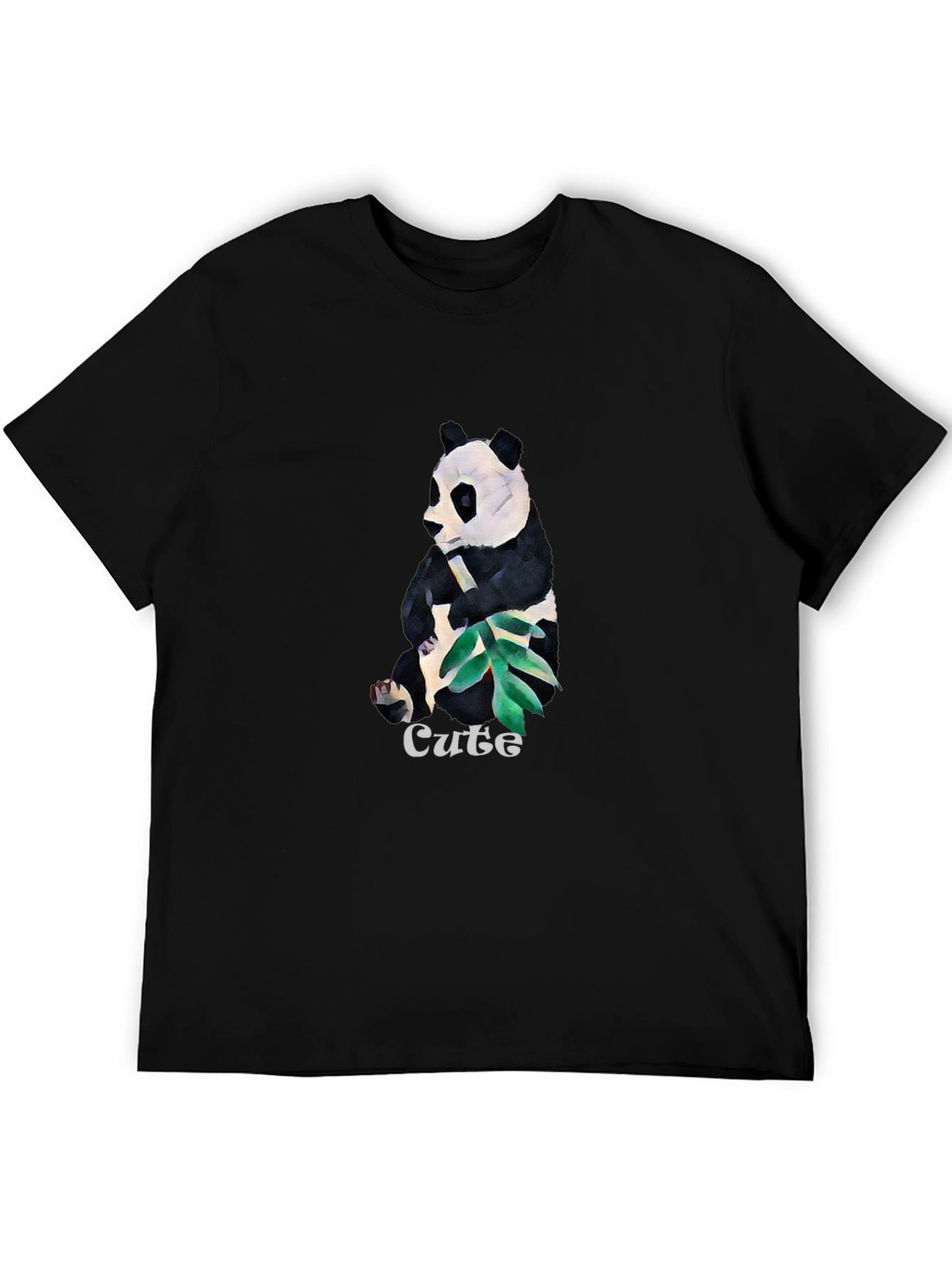 Cute Panda Graphic T-Shirt - Black