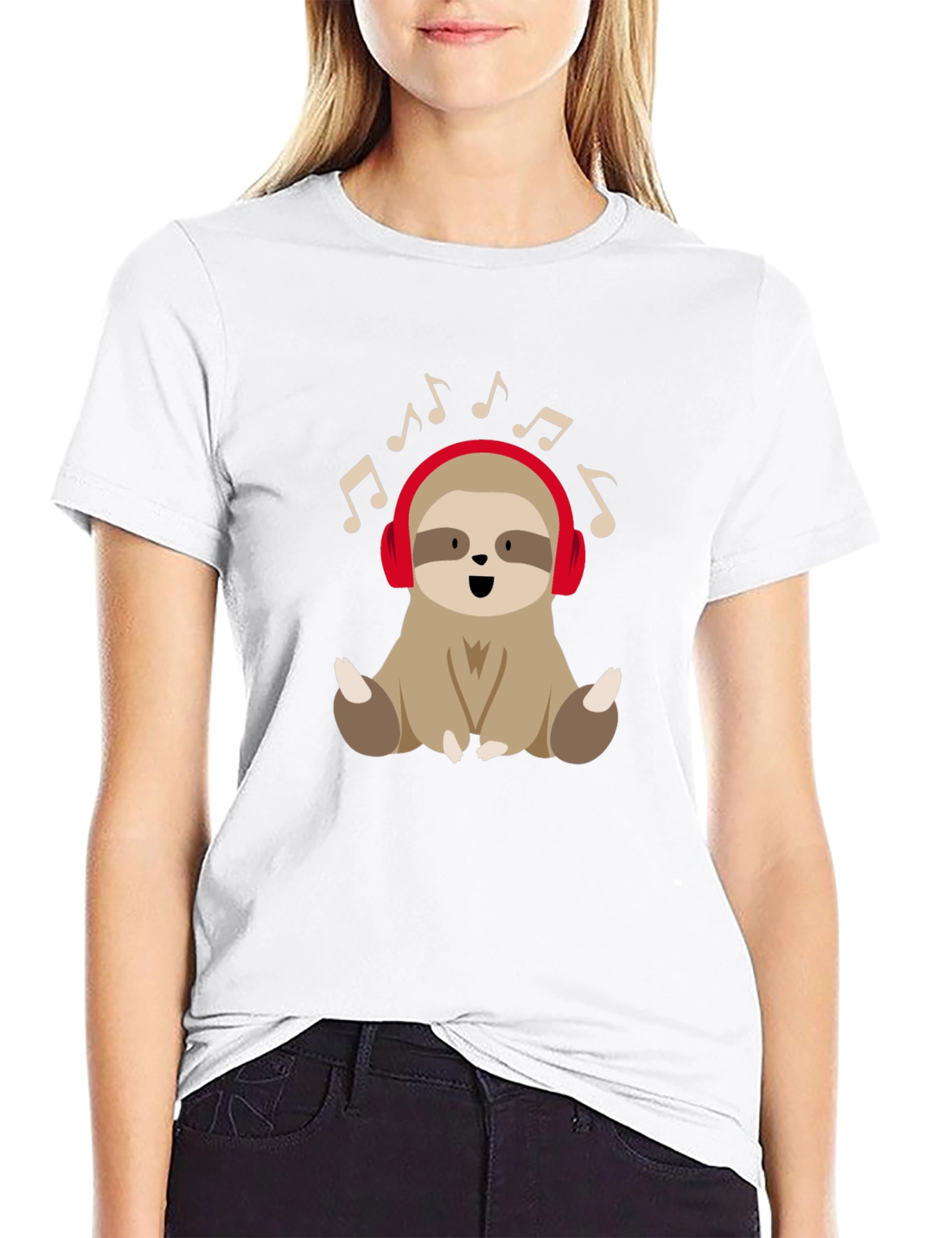 Sloth Music Lover T-Shirt - Cute Cartoon Design