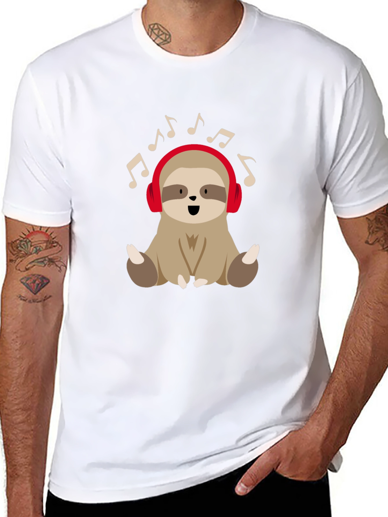 Sloth Music Lover T-Shirt - Cute Cartoon Design