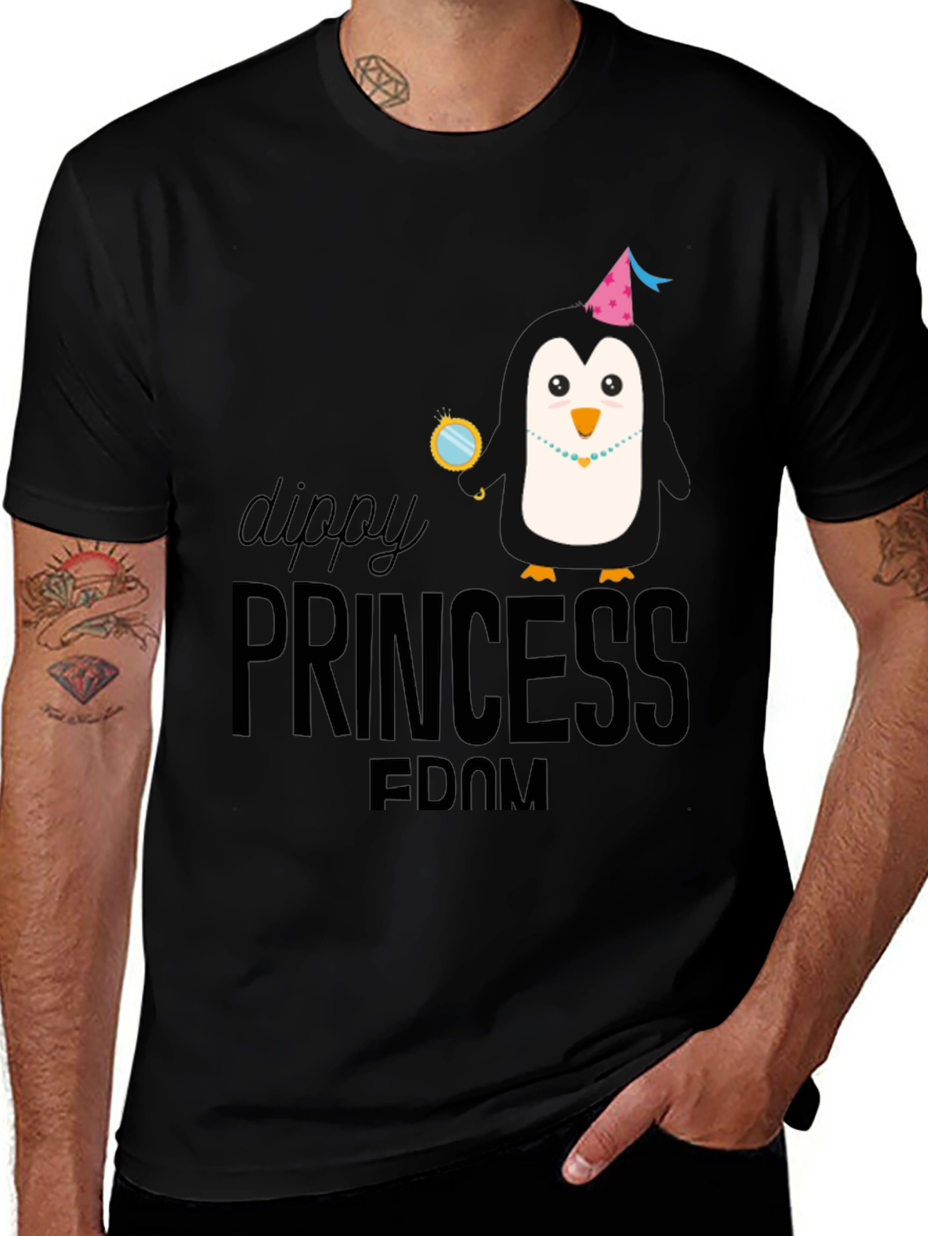 Dippy Princess Penguin Black T-Shirt