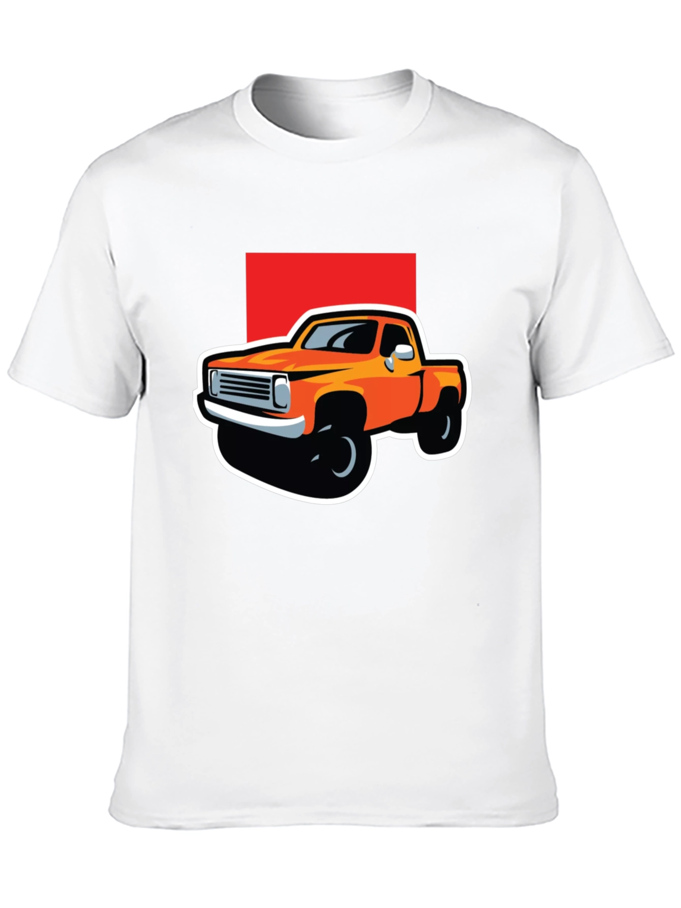 Orange Truck Graphic Tee - Classic Pickup Design