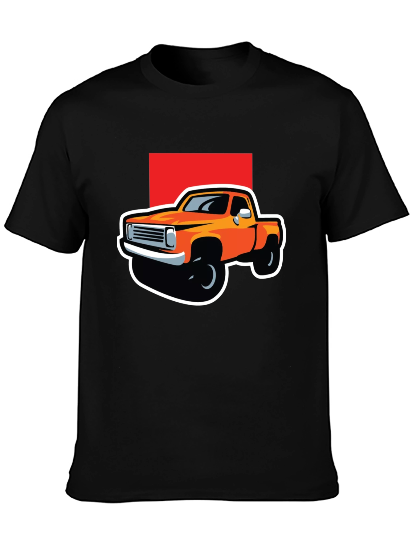 Orange Truck Graphic Tee - Classic Pickup Design