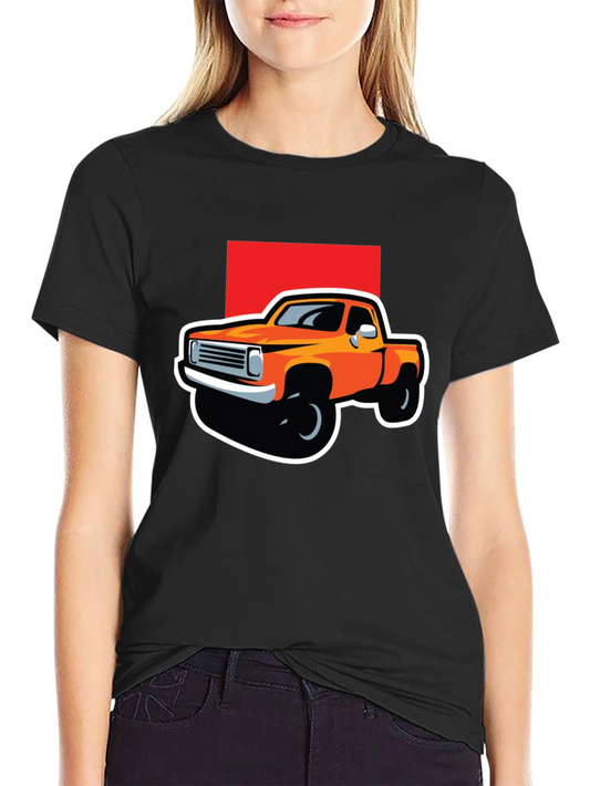 Orange Truck Graphic Tee - Classic Pickup Design