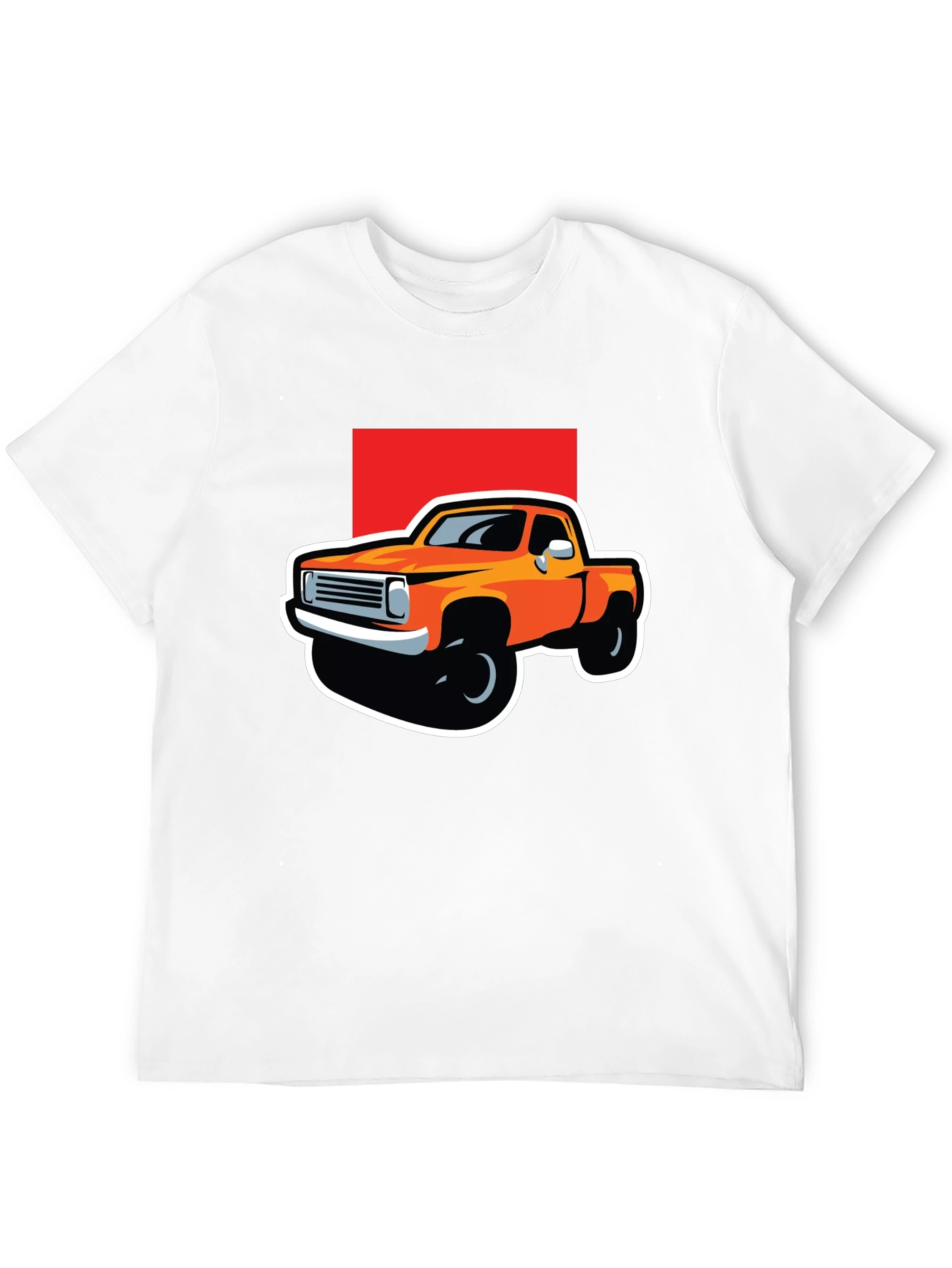 Orange Truck Graphic Tee - Classic Pickup Design