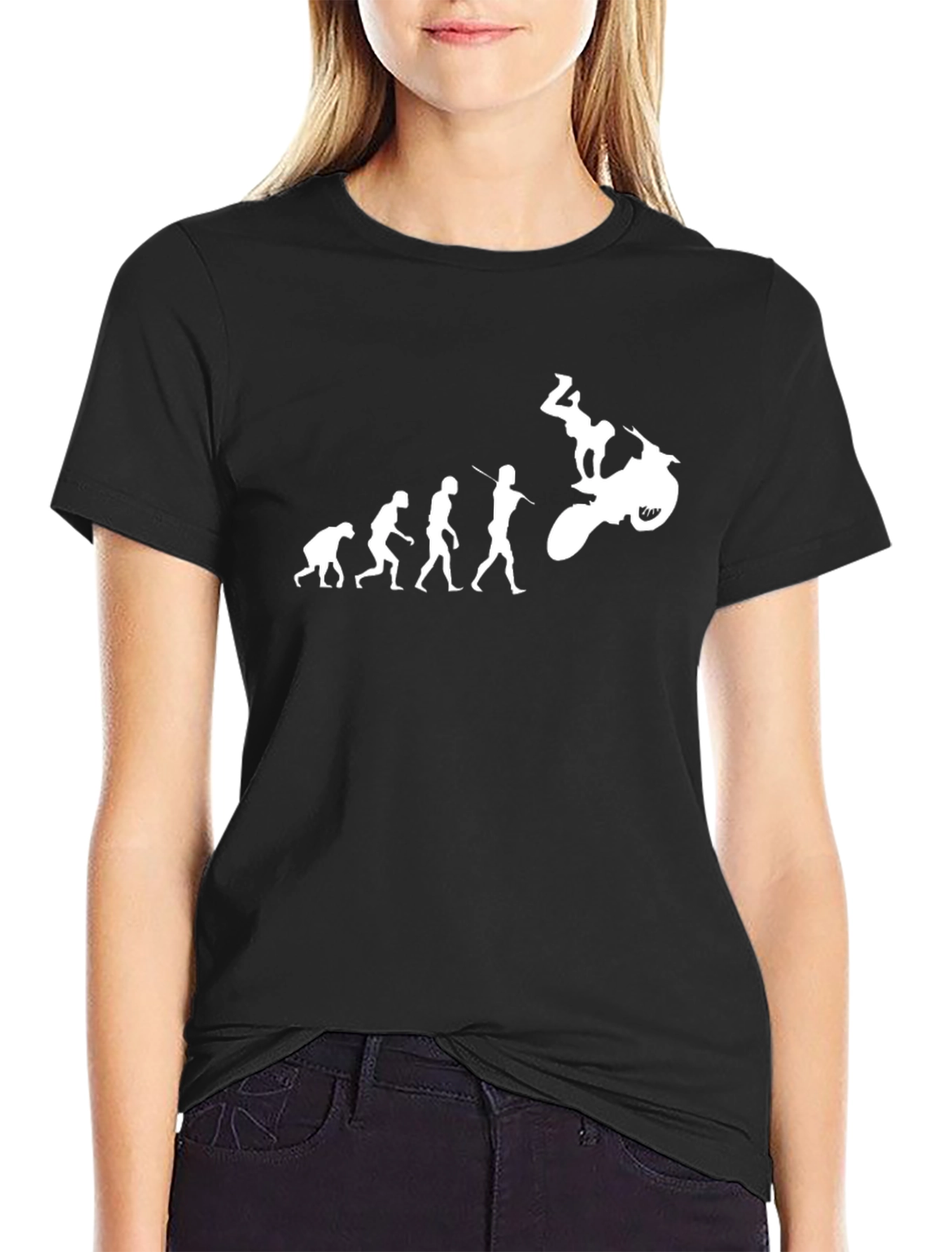 Evolution of Man Motorcycle Black T-Shirt