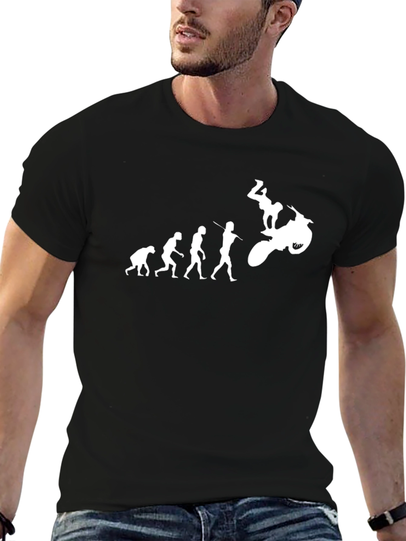 Evolution of Man Motorcycle Black T-Shirt