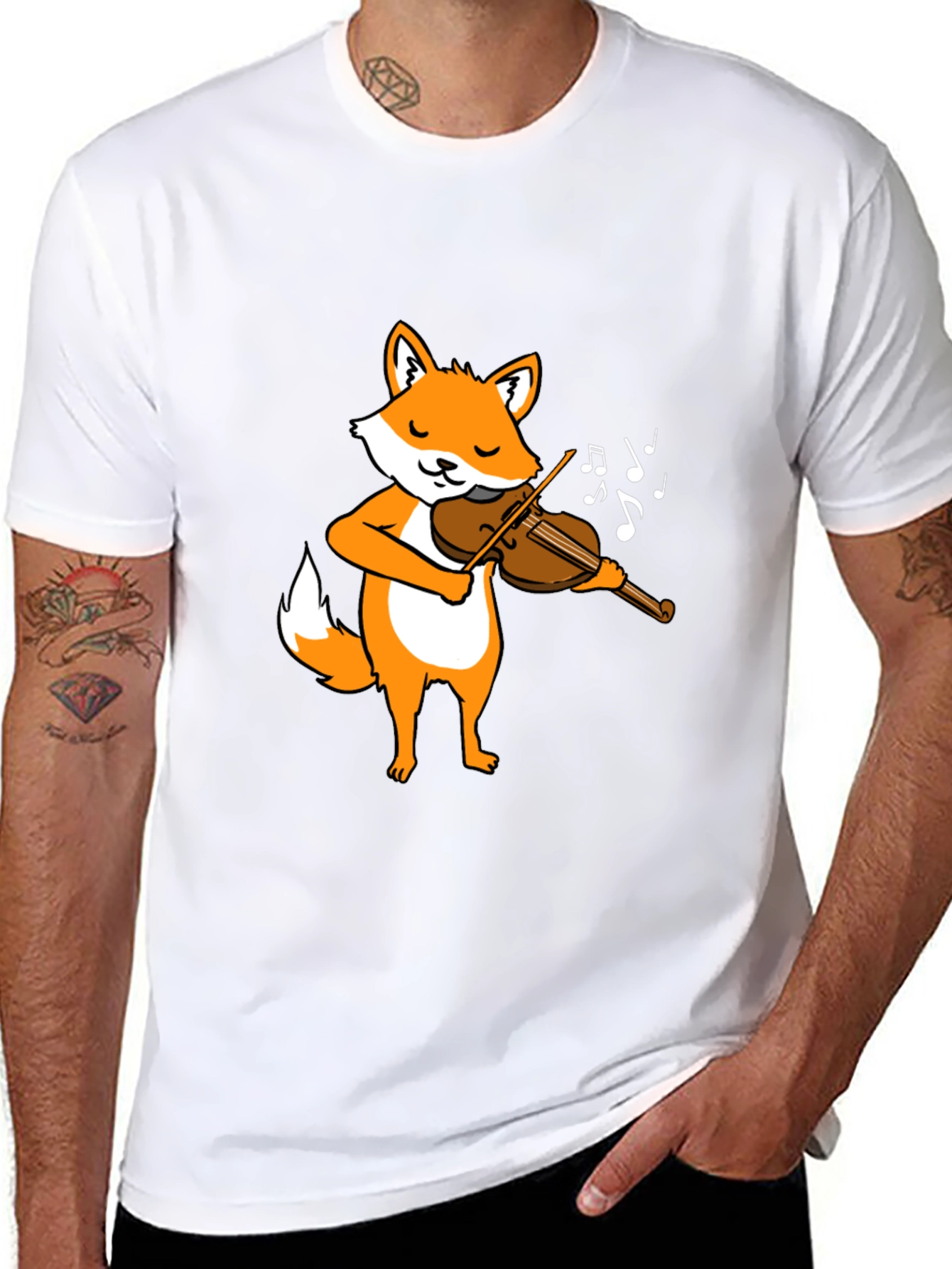 Fox Violinist Graphic Tee - Music Lover T-Shirt