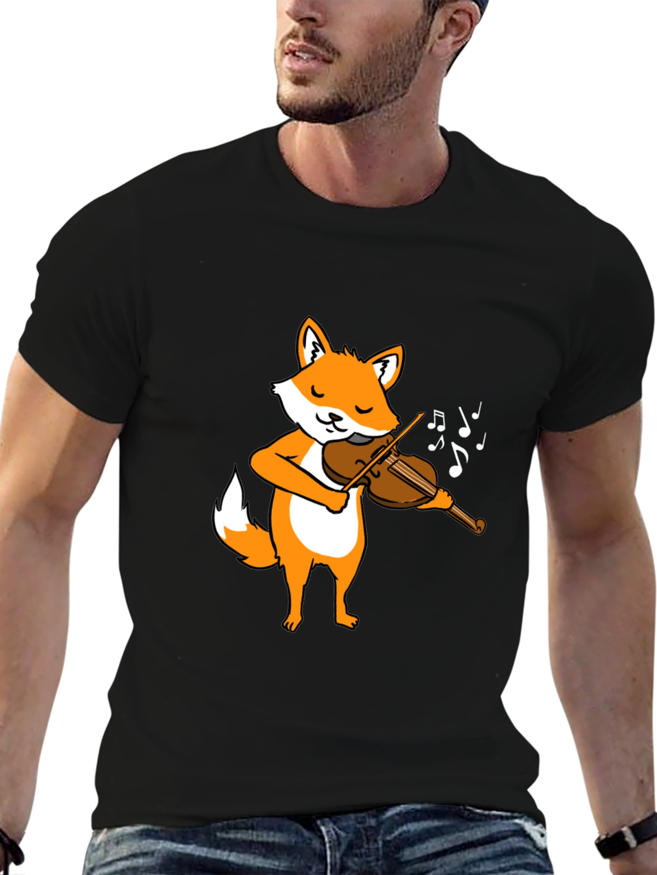 Fox Violinist Graphic Tee - Music Lover T-Shirt