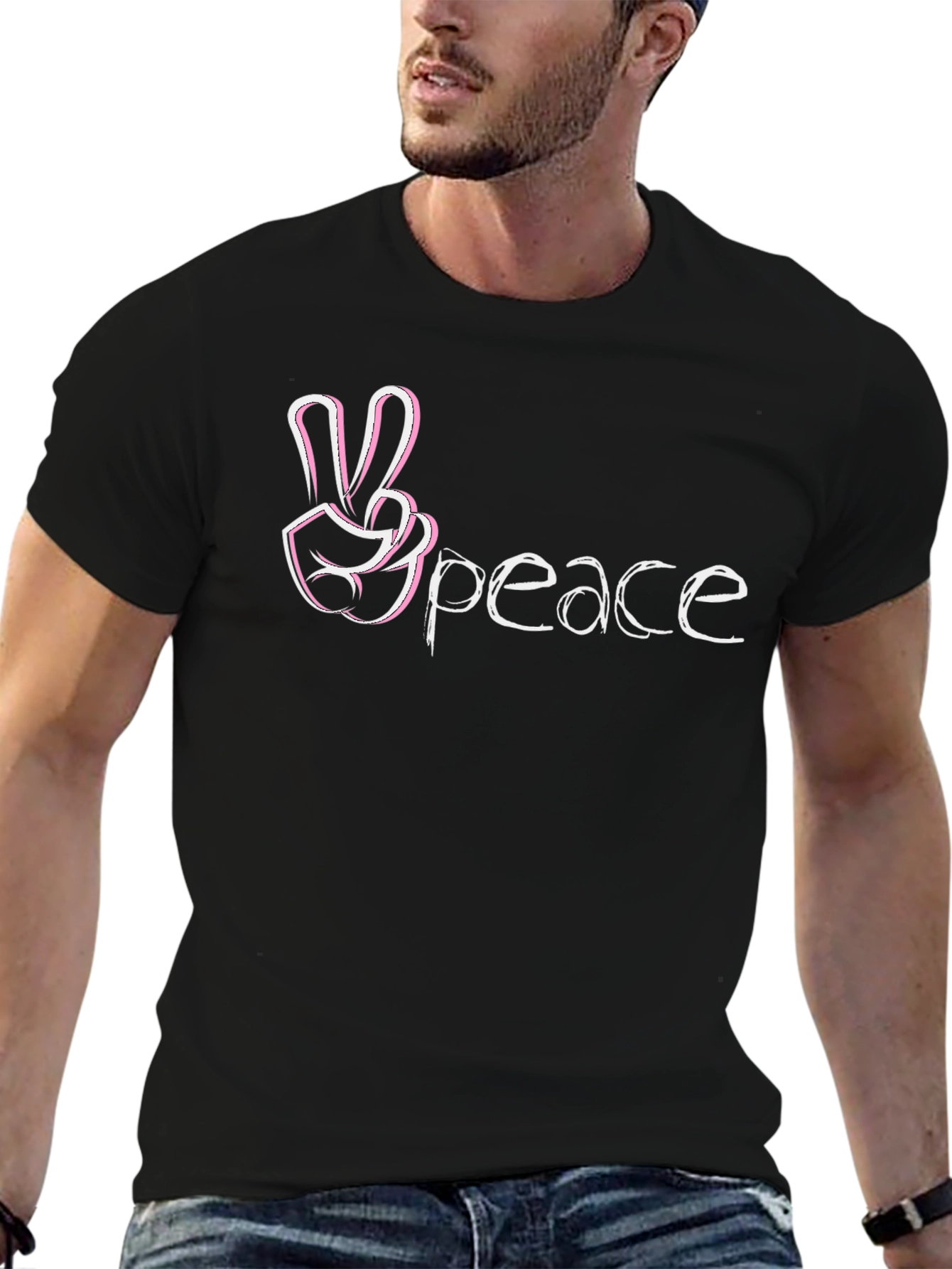 Peace Sign T-Shirt - Black Casual Tee