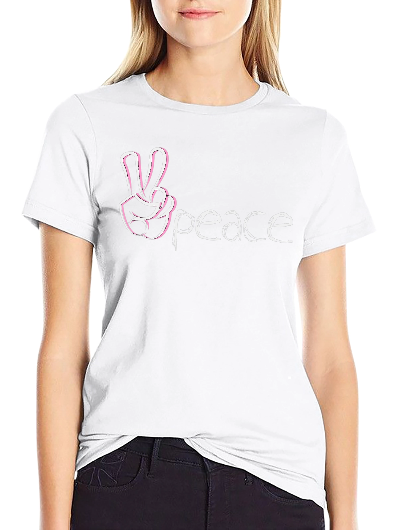Peace Sign T-Shirt - Black Casual Tee