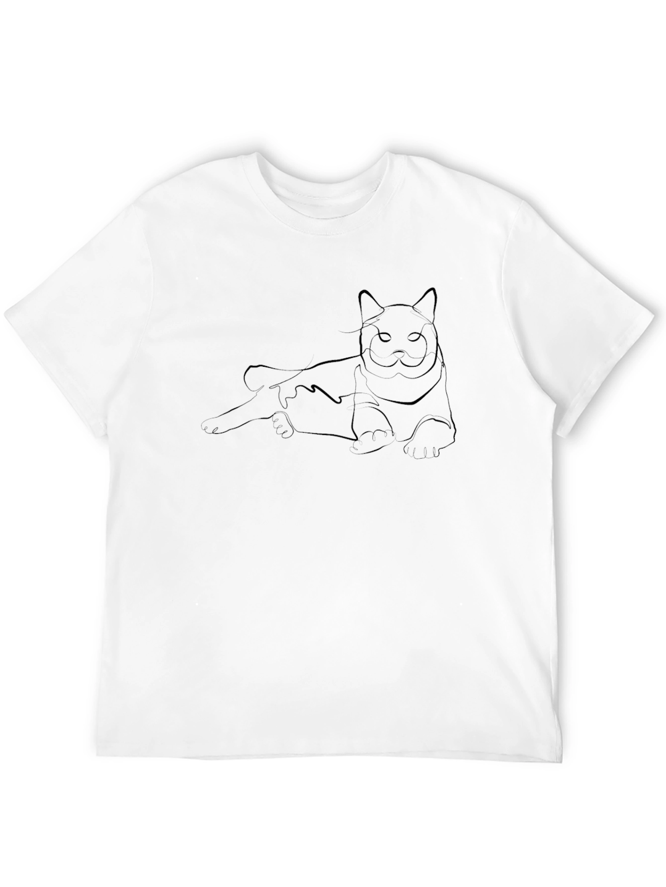 Cat Outline Black T-Shirt
