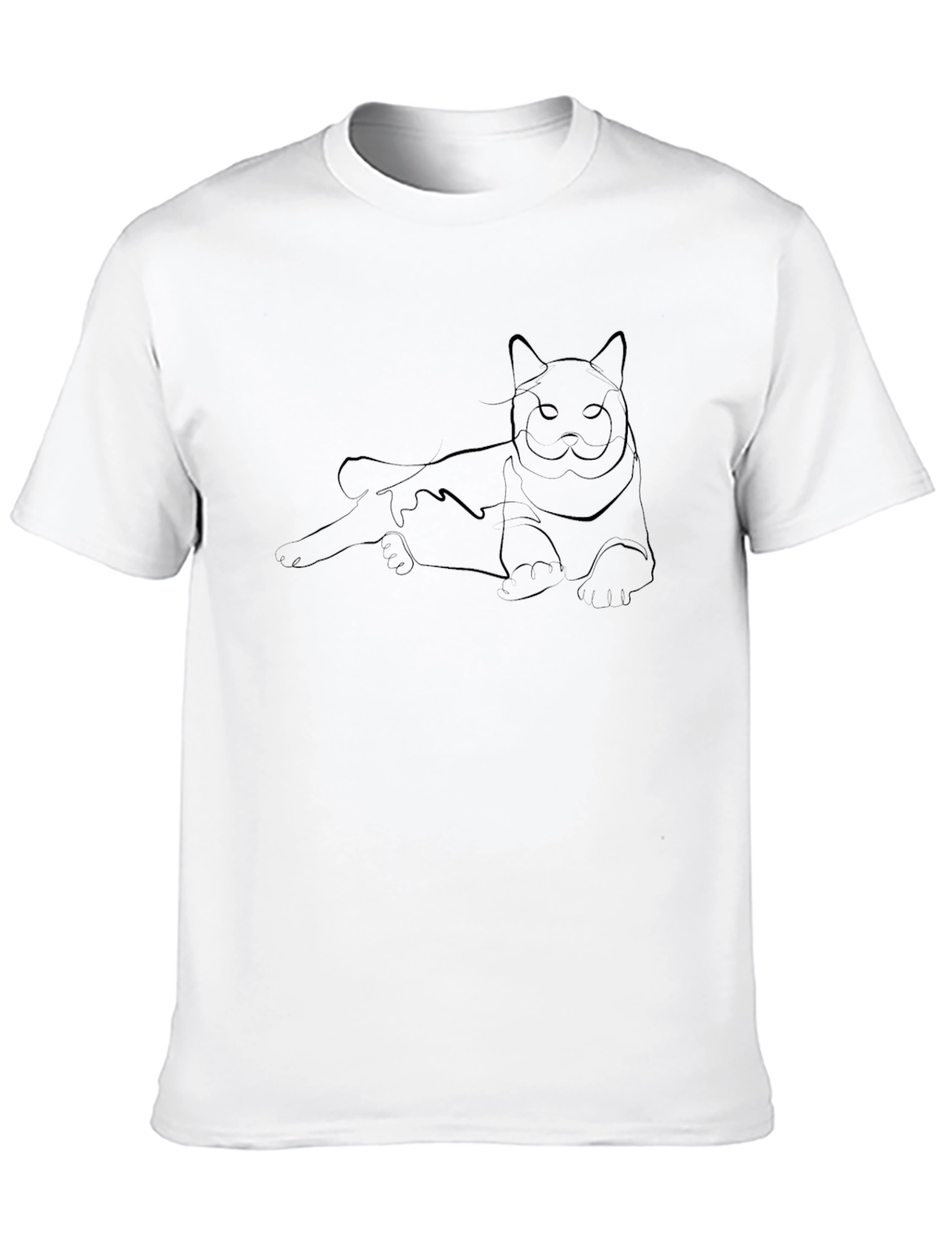Cat Outline Black T-Shirt