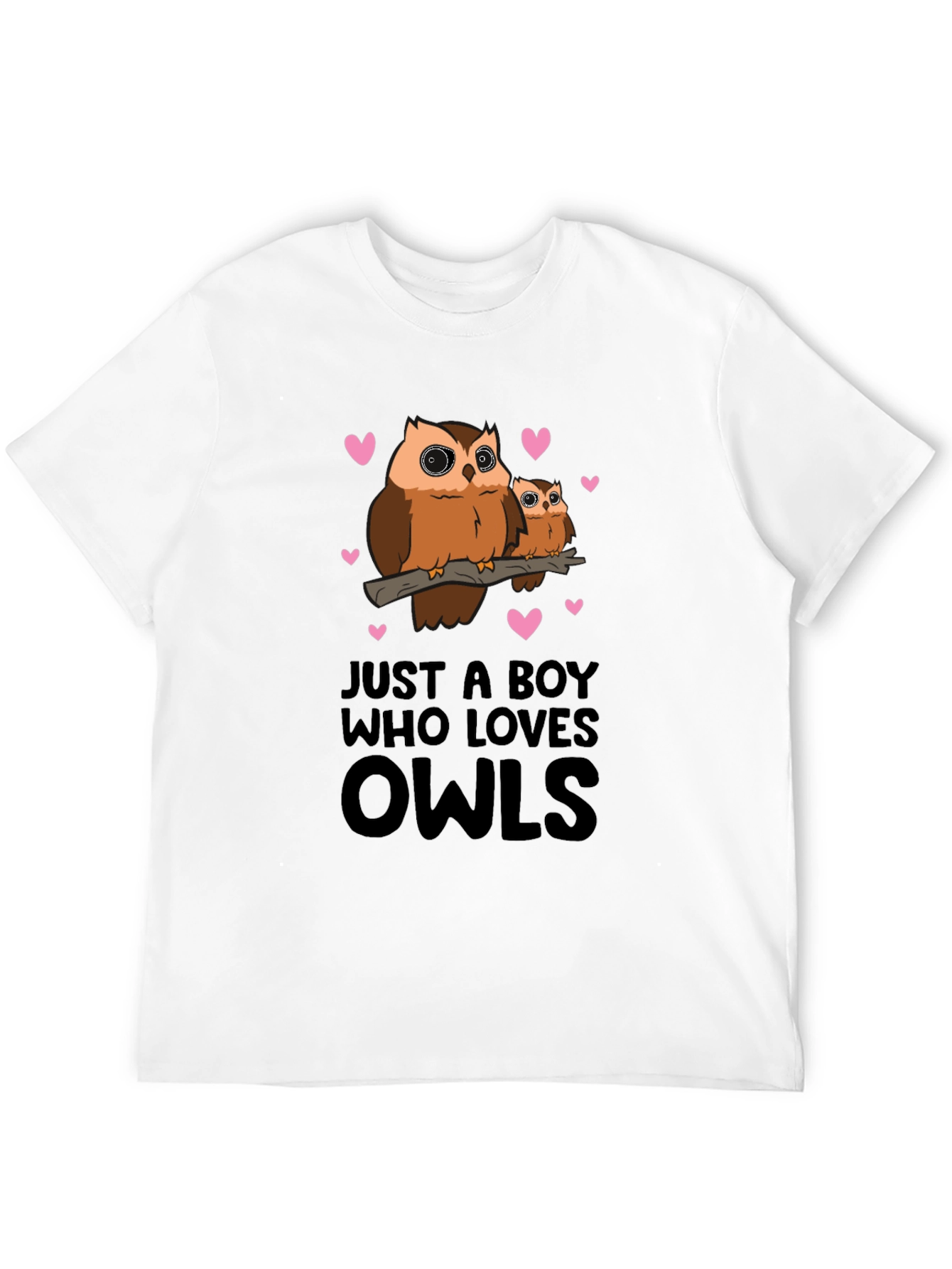 Just A Boy Who Loves Owls Black T-Shirt