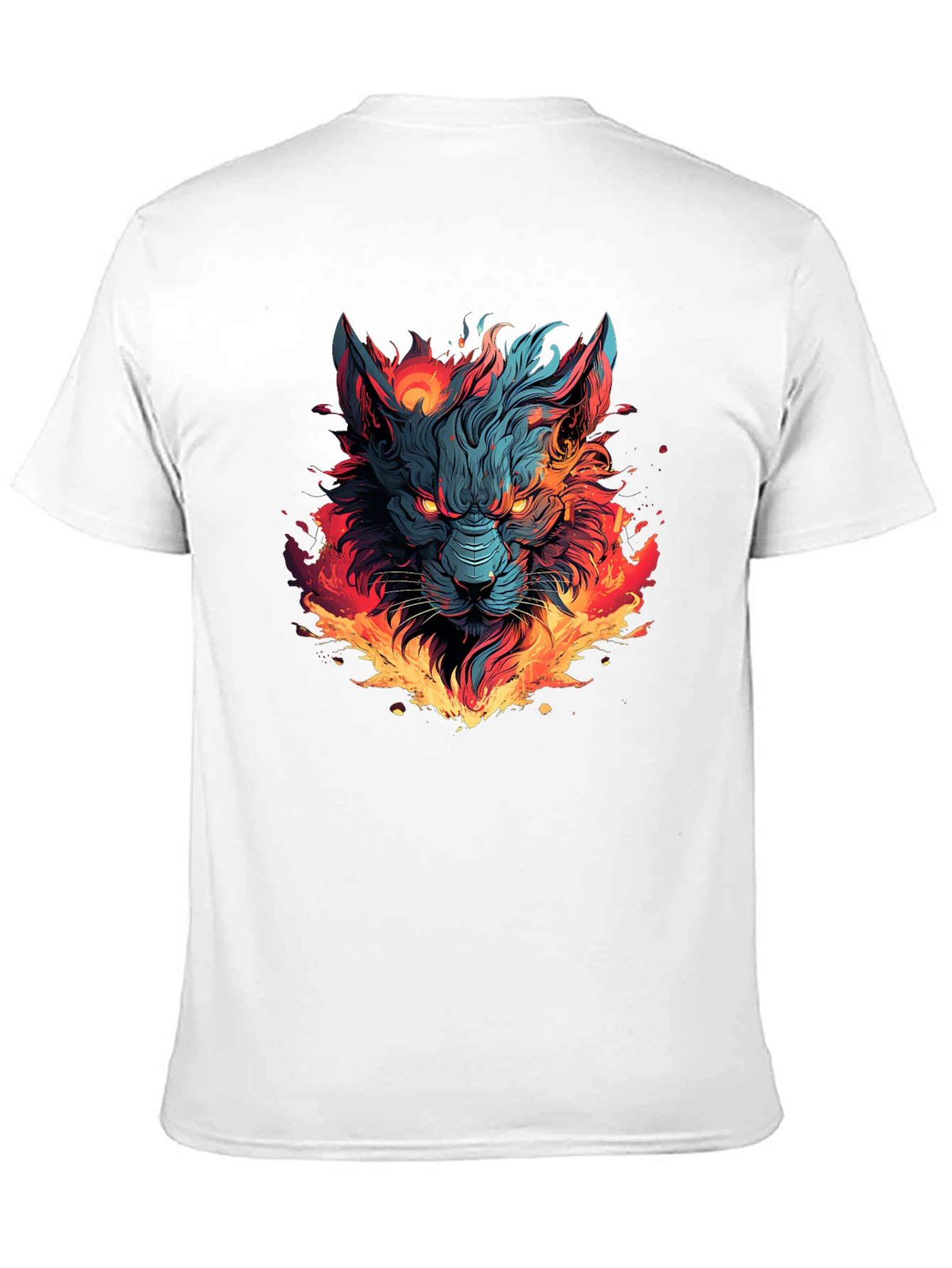 Fiery Wolf Graphic T-Shirt - Bold Black Tee