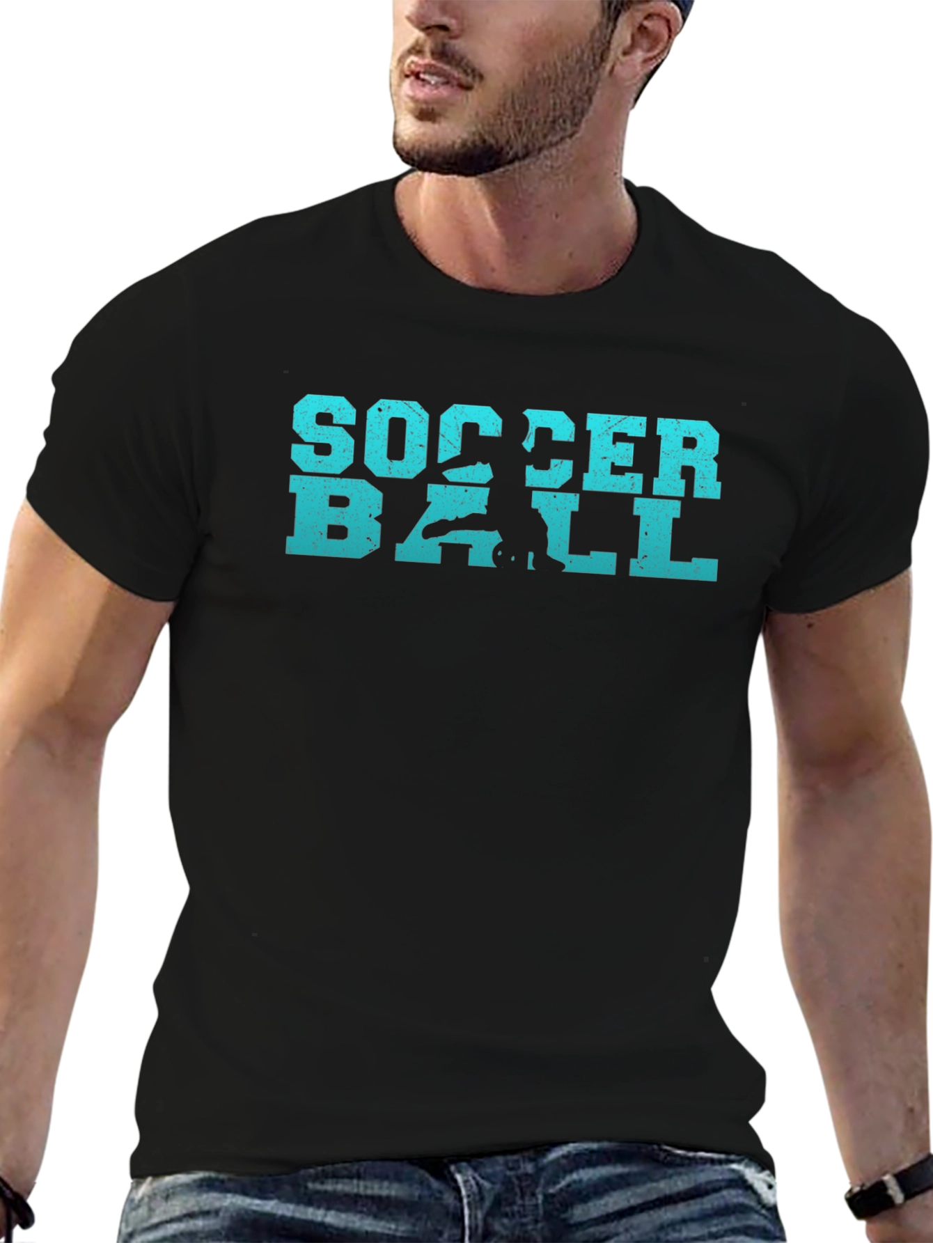Soccer Ball Graphic T-Shirt - Black