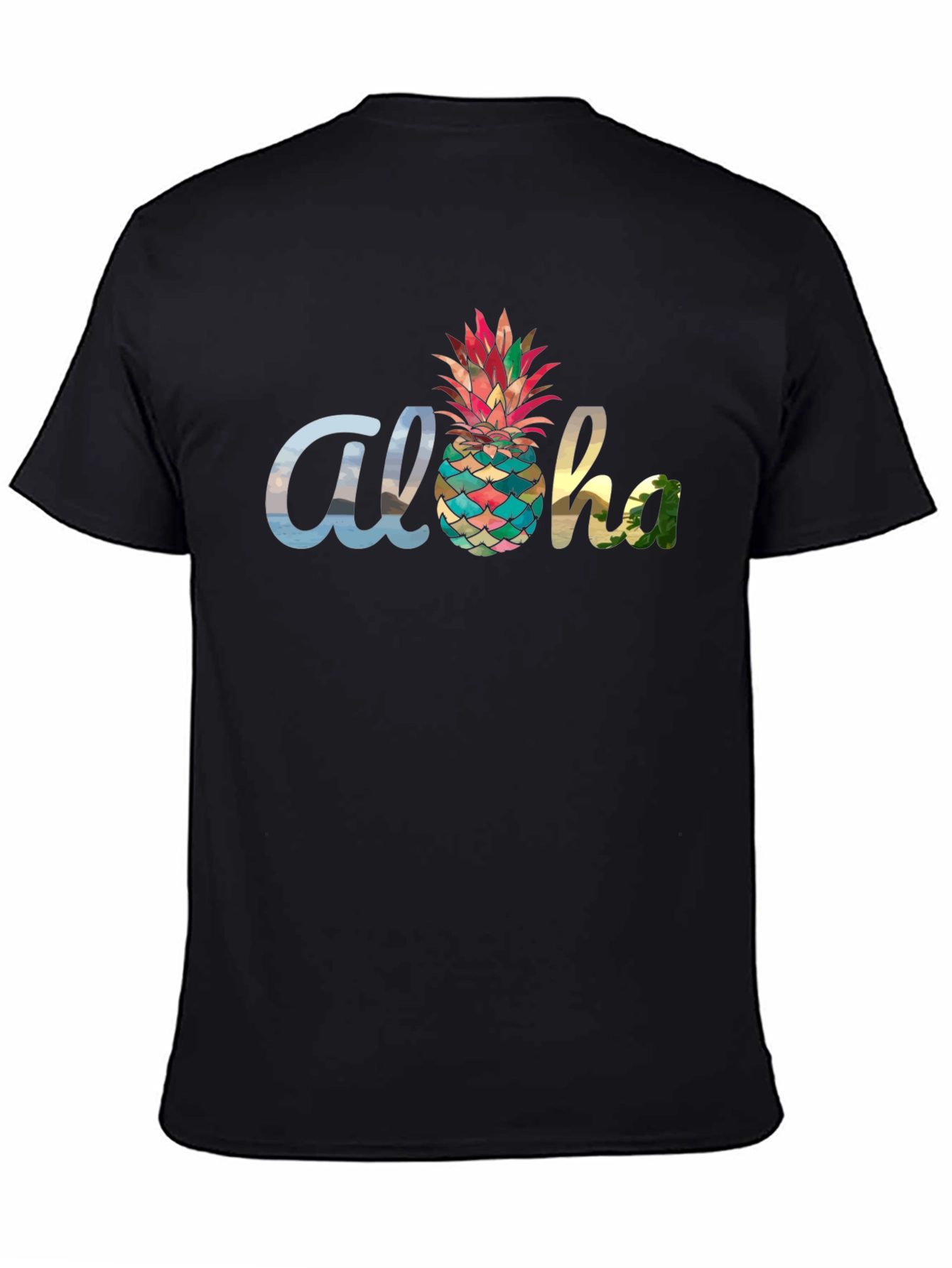 Aloha Pineapple Graphic Tee - Black Cotton Blend